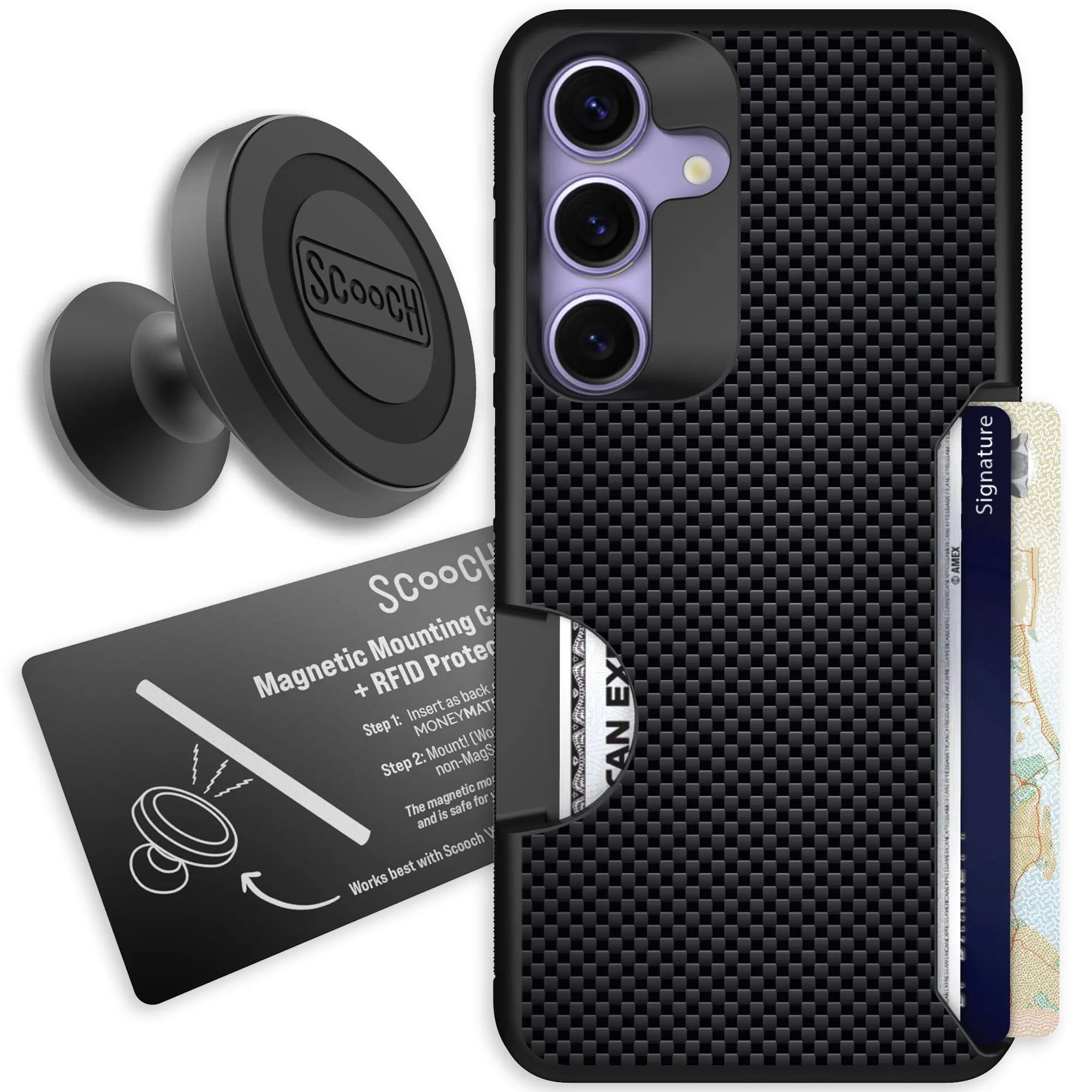 Scooch-Moneymate Starter Bundle for Samsung Galaxy S25-Carbon-Fiber