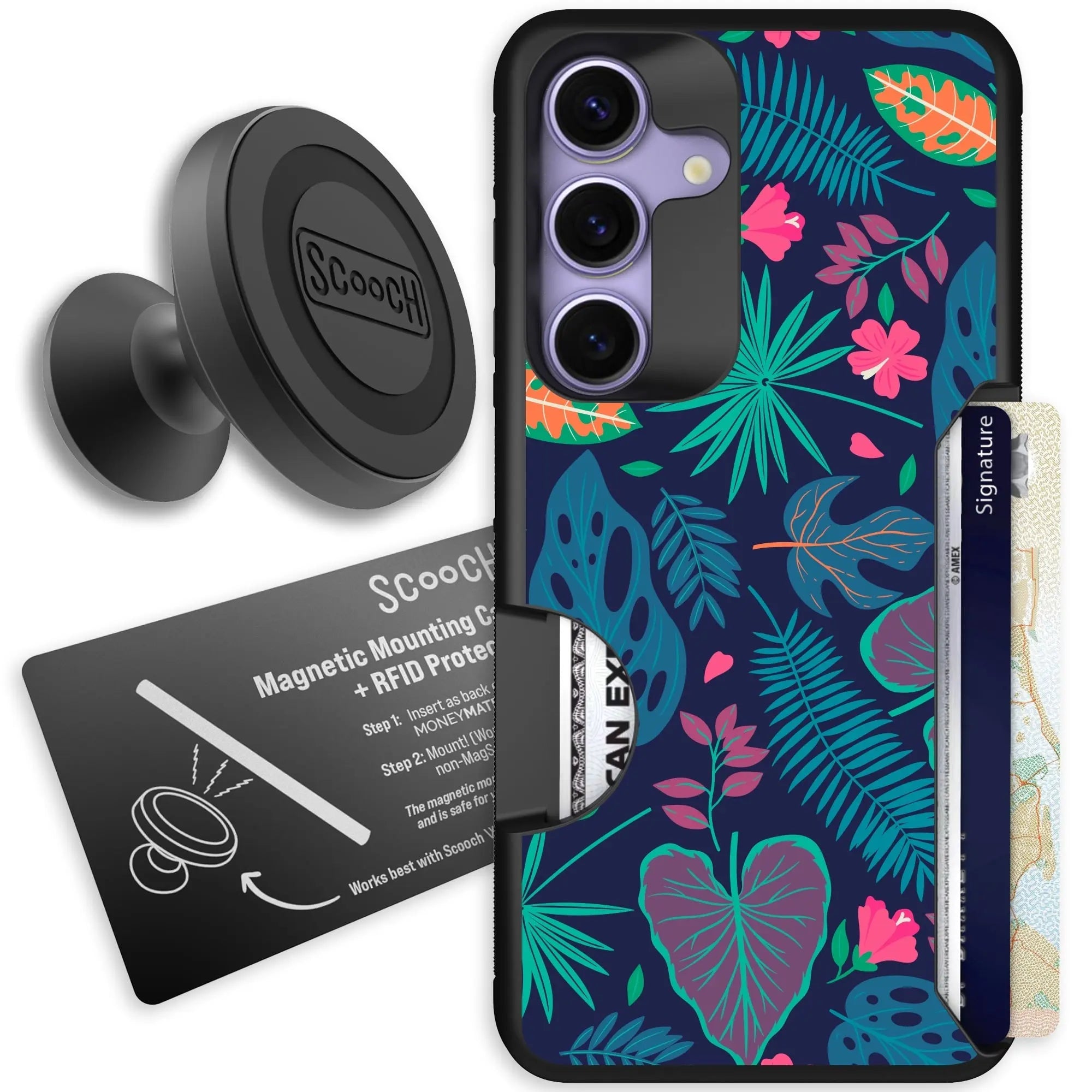 Scooch-Moneymate Starter Bundle for Samsung Galaxy S25-Tropical-Leaves