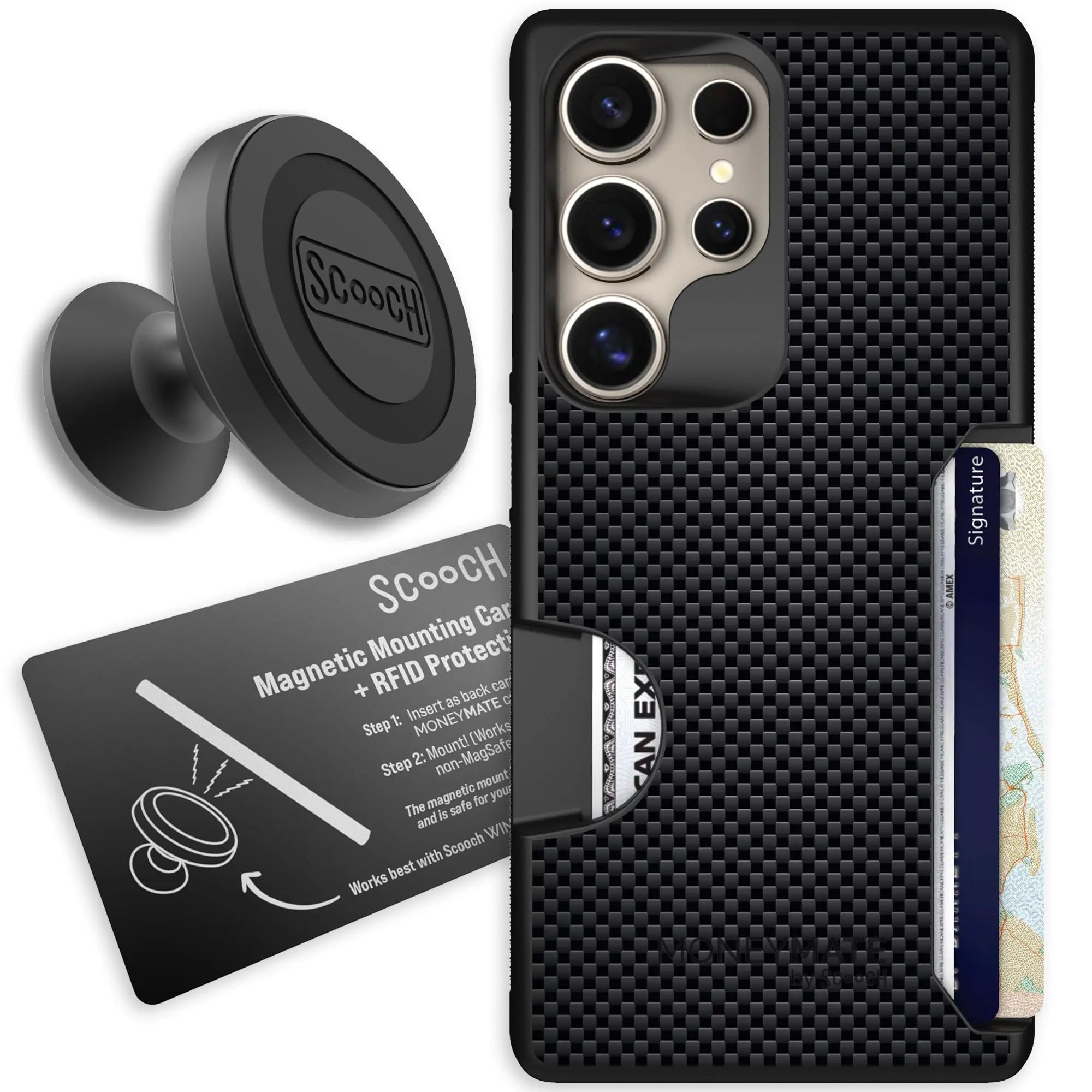 Scooch-Moneymate Starter Bundle for Samsung Galaxy S25 Ultra-Carbon-Fiber