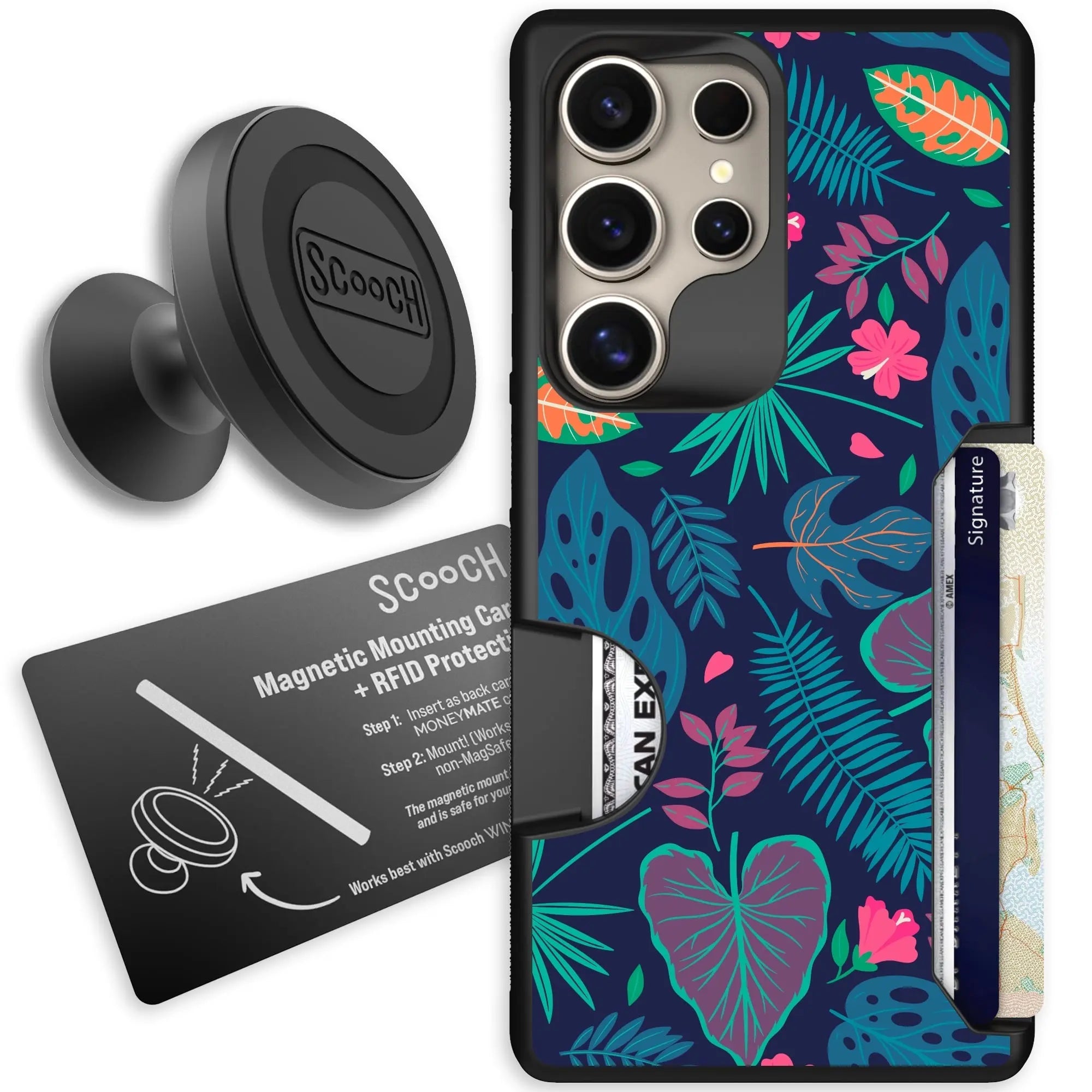 Scooch-Moneymate Starter Bundle for Samsung Galaxy S25 Ultra-Tropical-Leaves