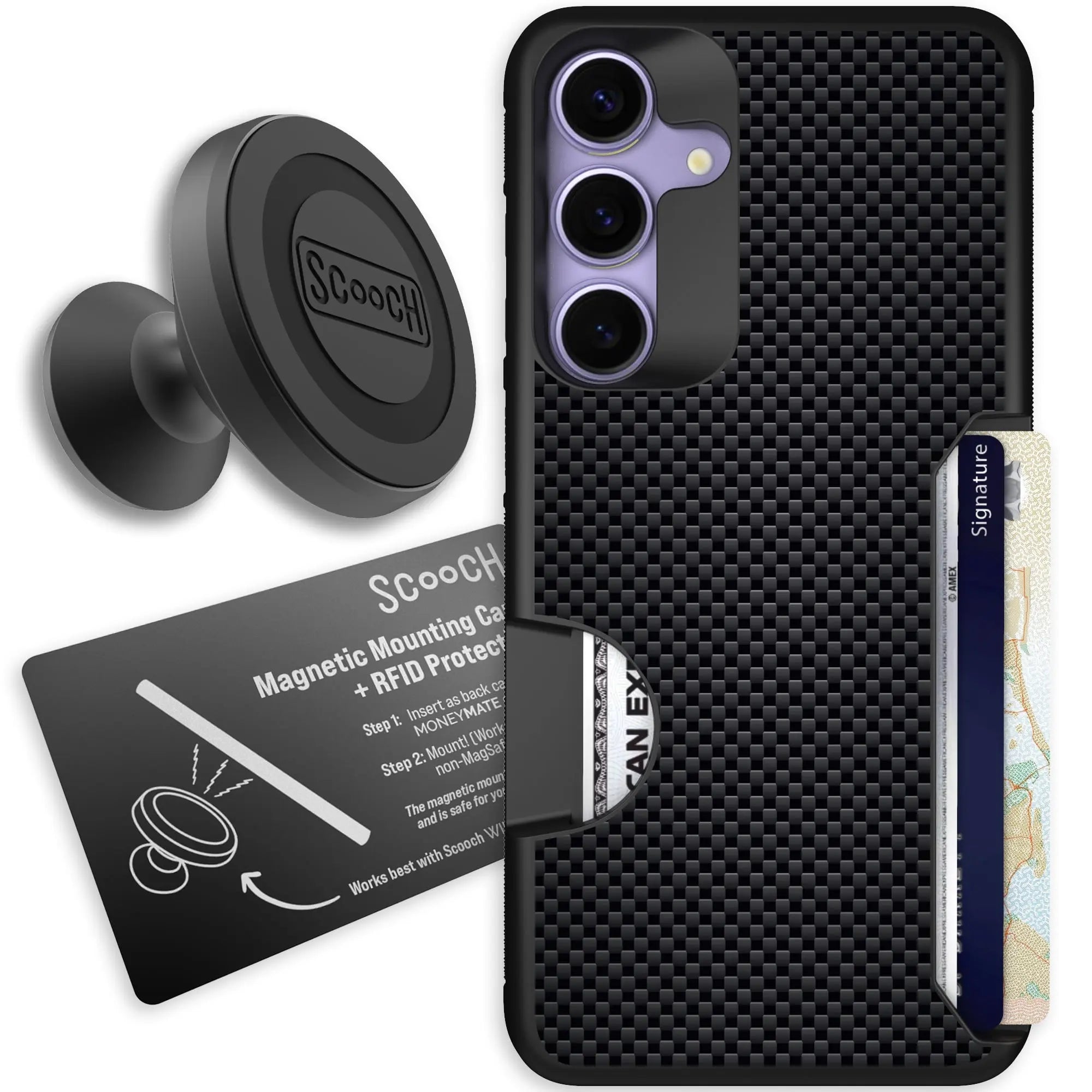 Scooch-Moneymate Starter Bundle for Samsung Galaxy S25+-Carbon-Fiber