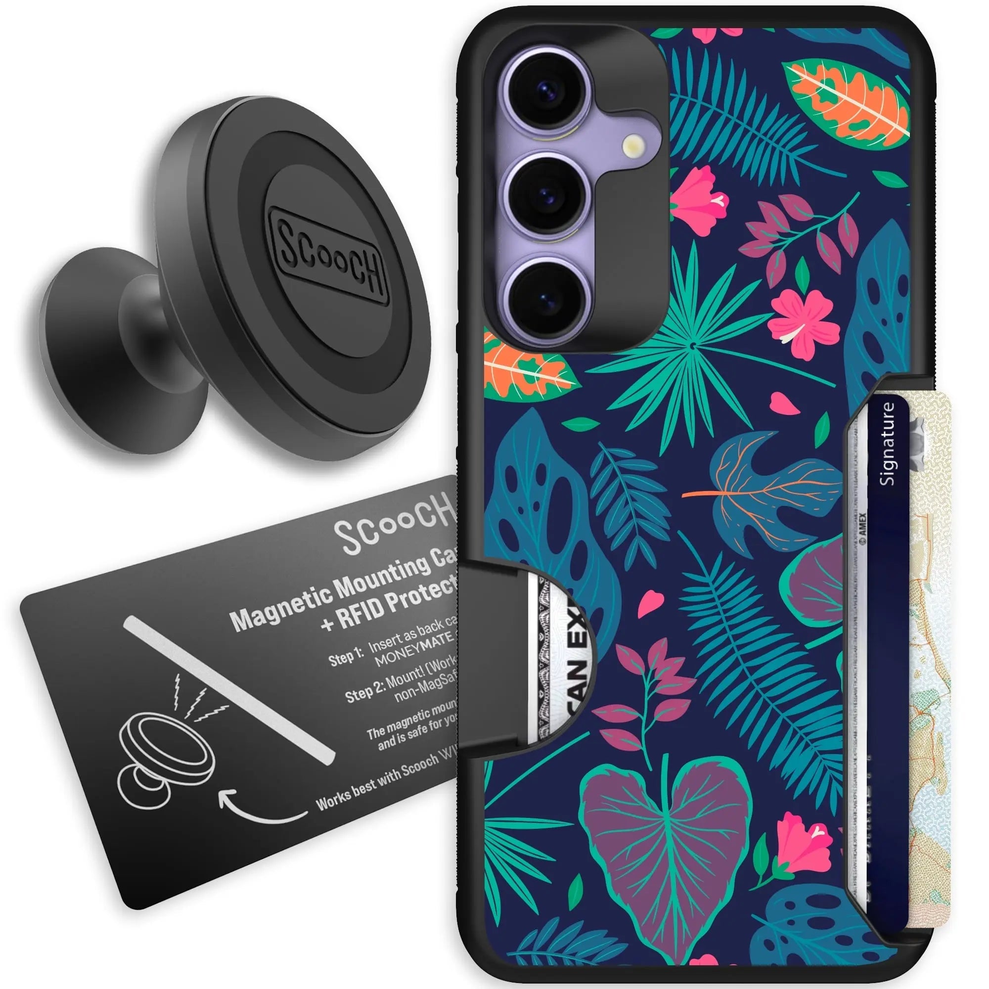 Scooch-Moneymate Starter Bundle for Samsung Galaxy S25+-Tropical-Leaves