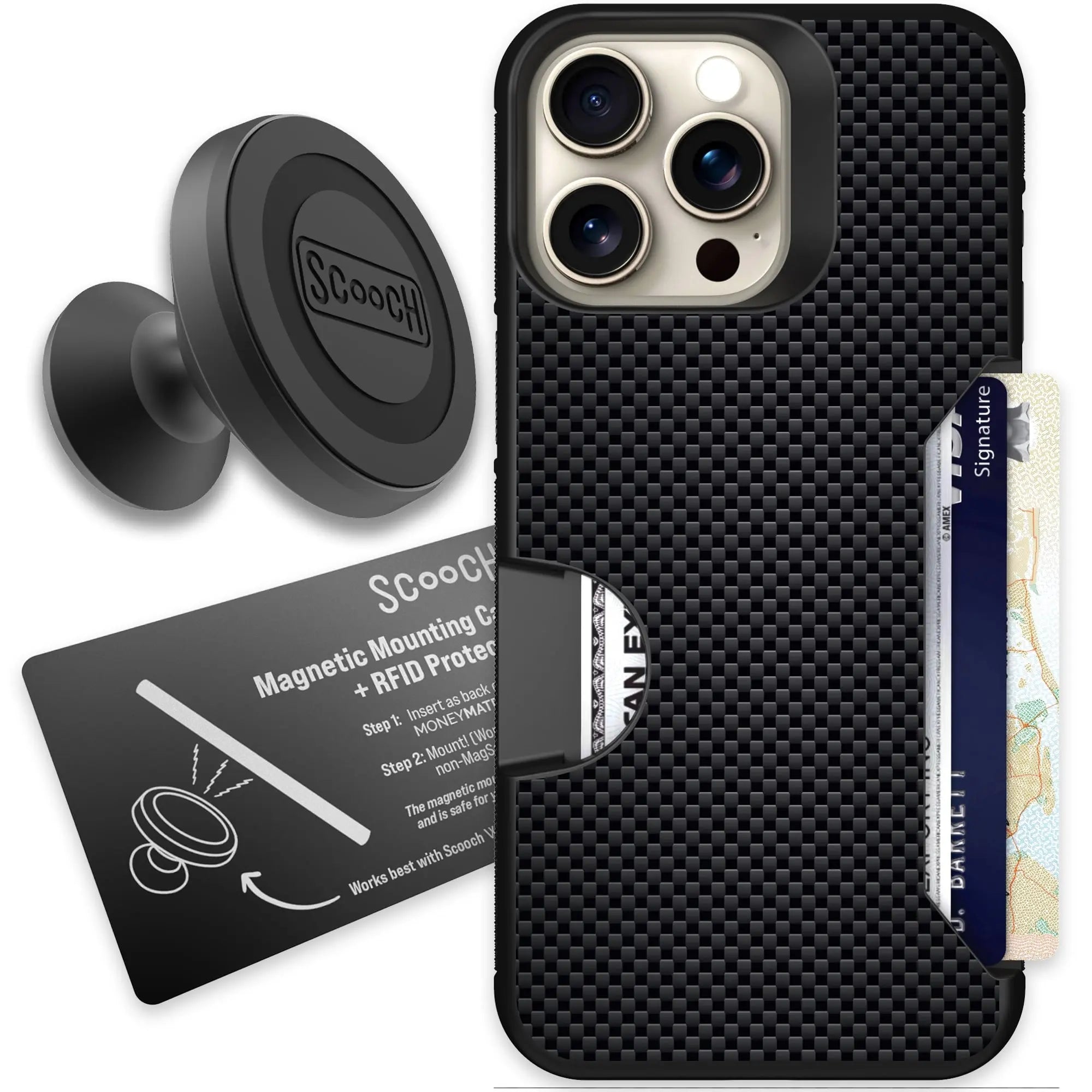 Scooch-Moneymate Starter Bundle for iPhone 15 Pro Max-Carbon-Fiber