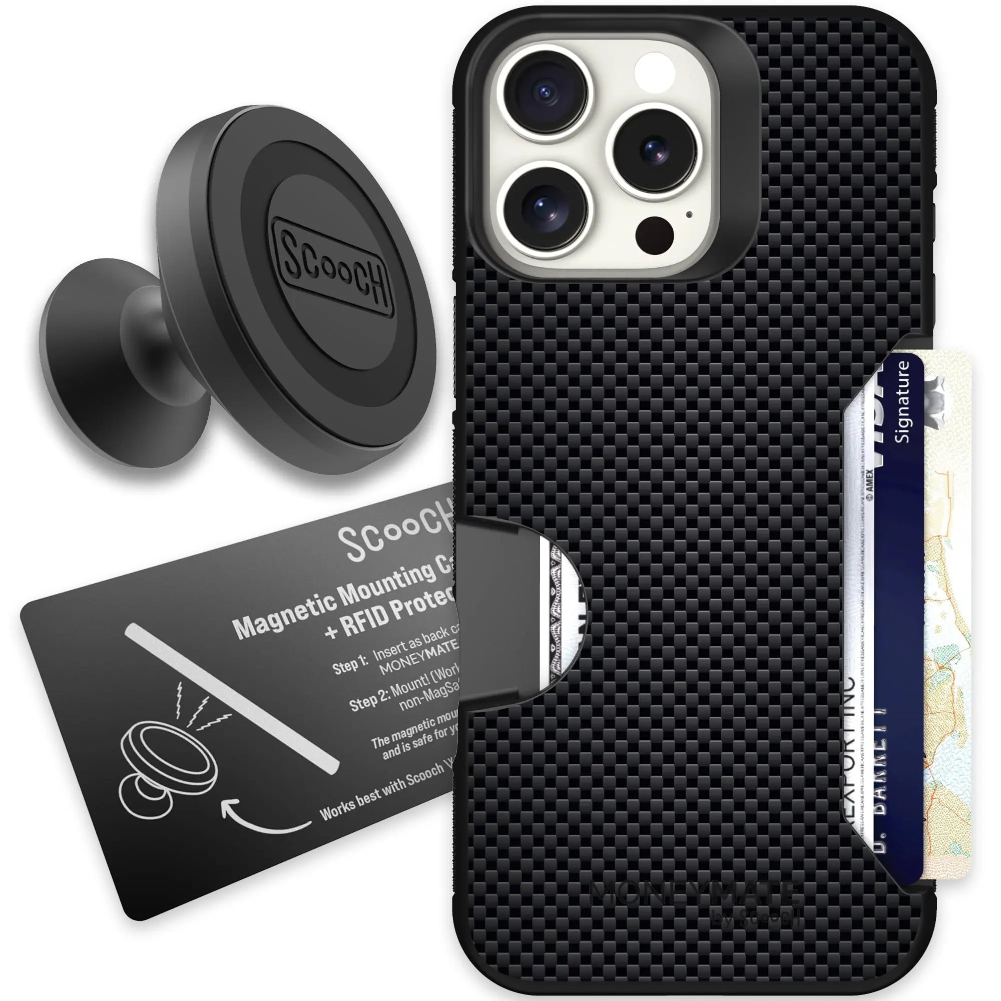 Scooch-Moneymate Starter Bundle for iPhone 16 Pro Max-Carbon-Fiber