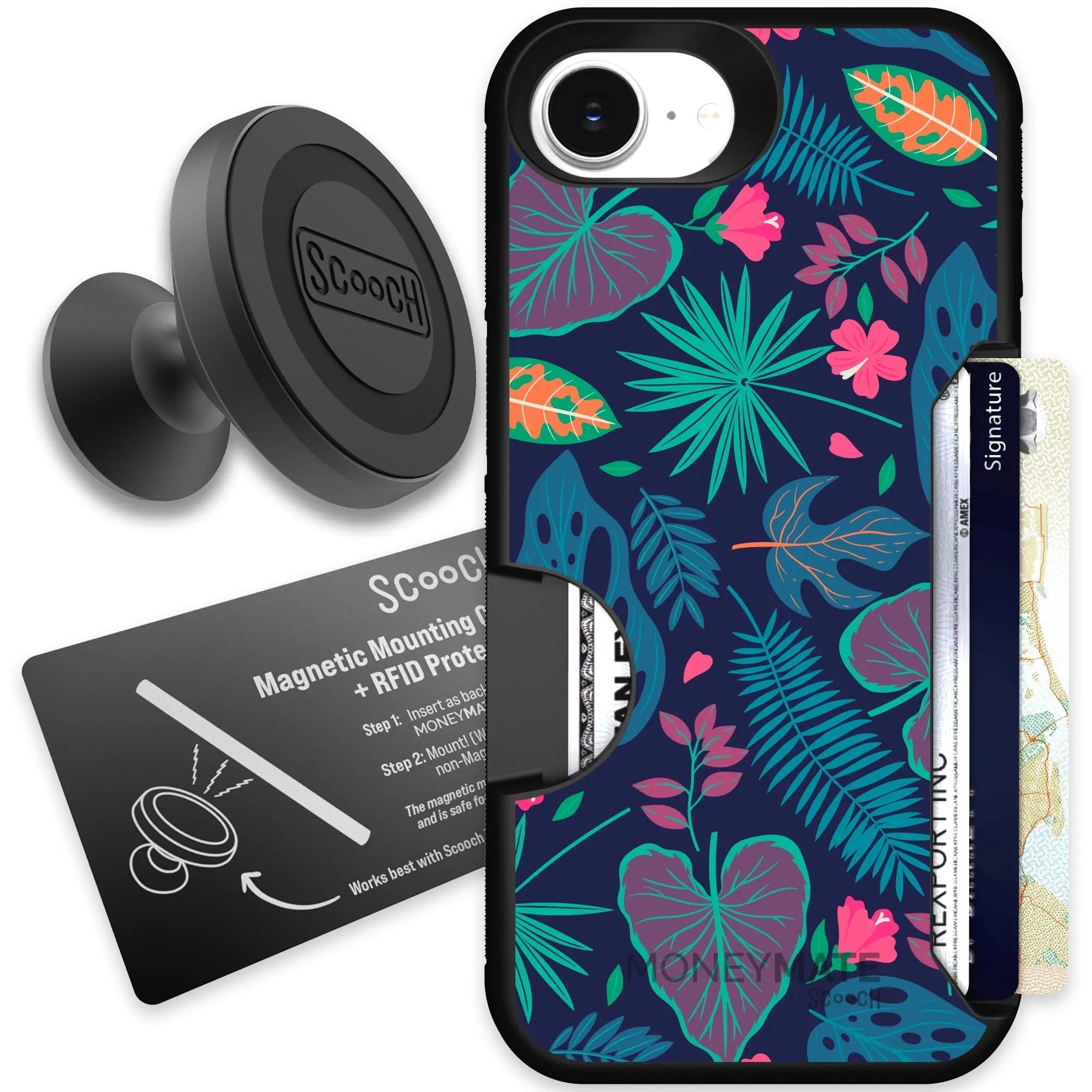Scooch-Moneymate Starter Bundle for iPhone 16e-Tropical-Leaves