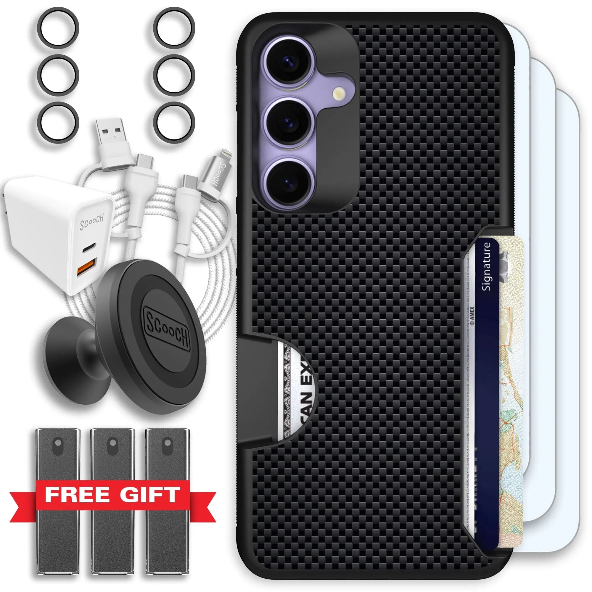 Scooch-Moneymate Ultimate Bundle for Samsung Galaxy S25+-Carbon-Fiber
