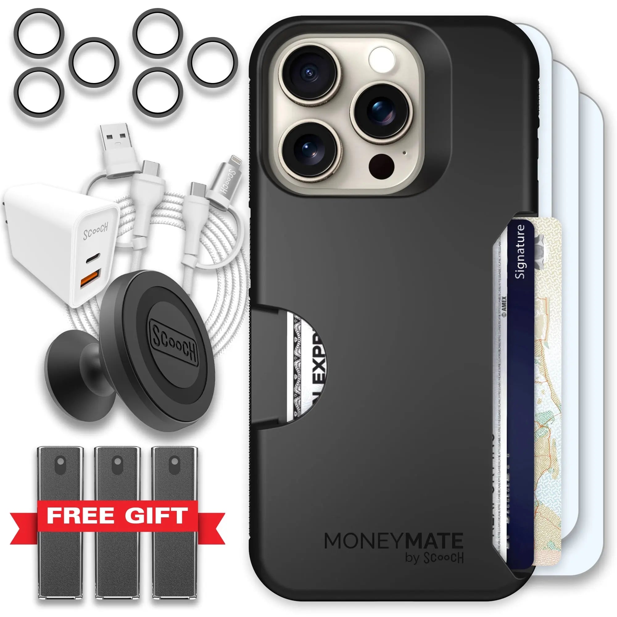 Scooch-Moneymate Ultimate Bundle for iPhone 15 Pro-Black