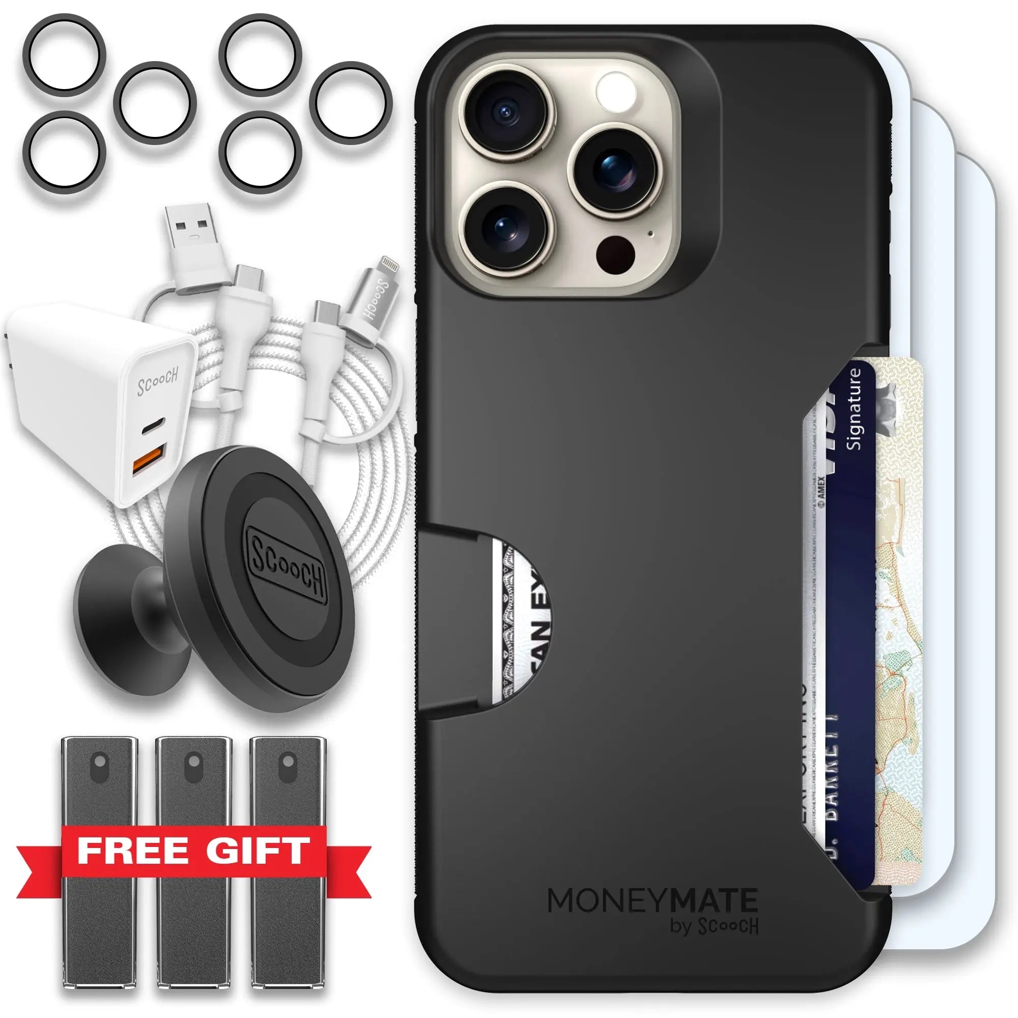 Scooch-Moneymate Ultimate Bundle for iPhone 15 Pro Max-Black