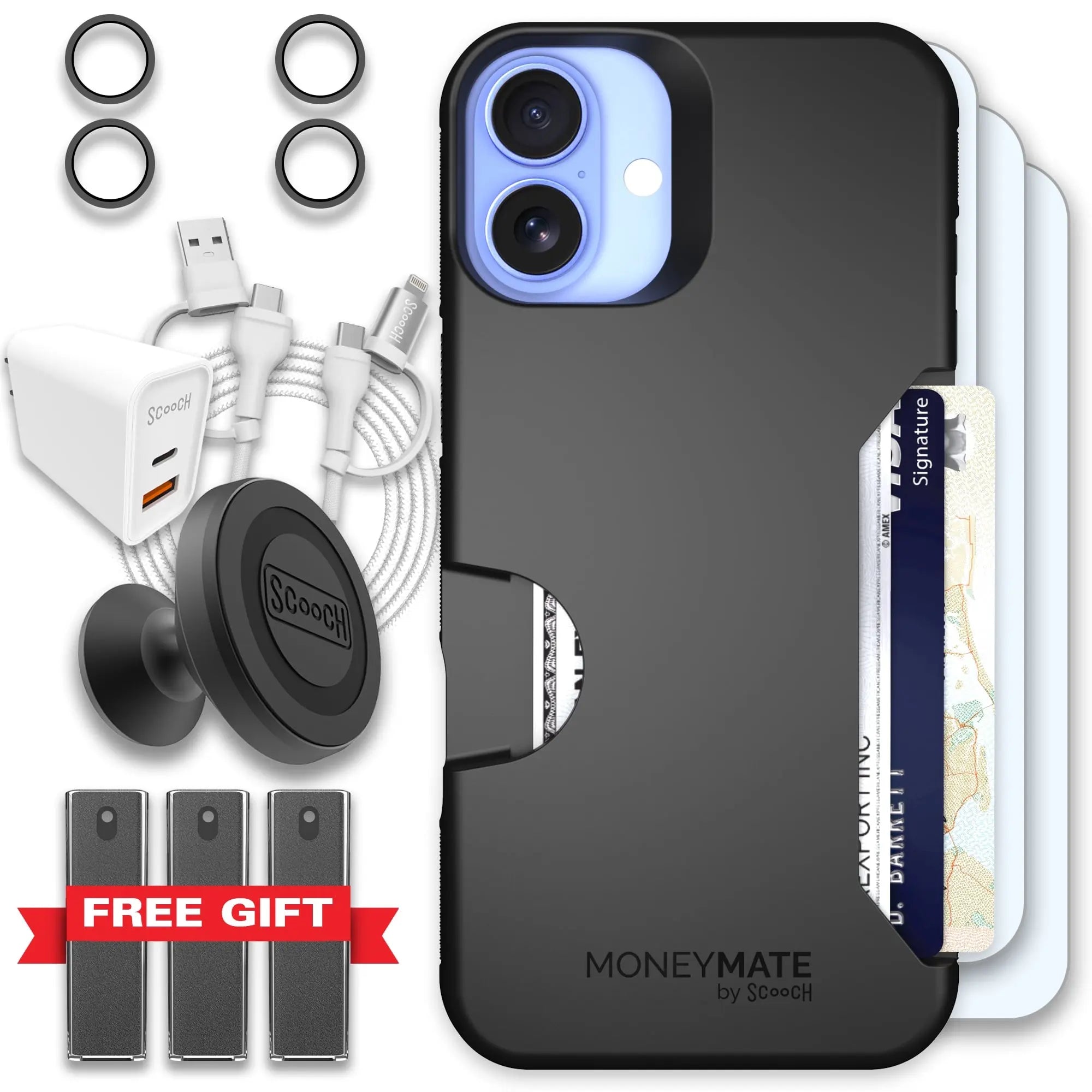 Scooch-Moneymate Ultimate Bundle for iPhone 16 Plus-Black