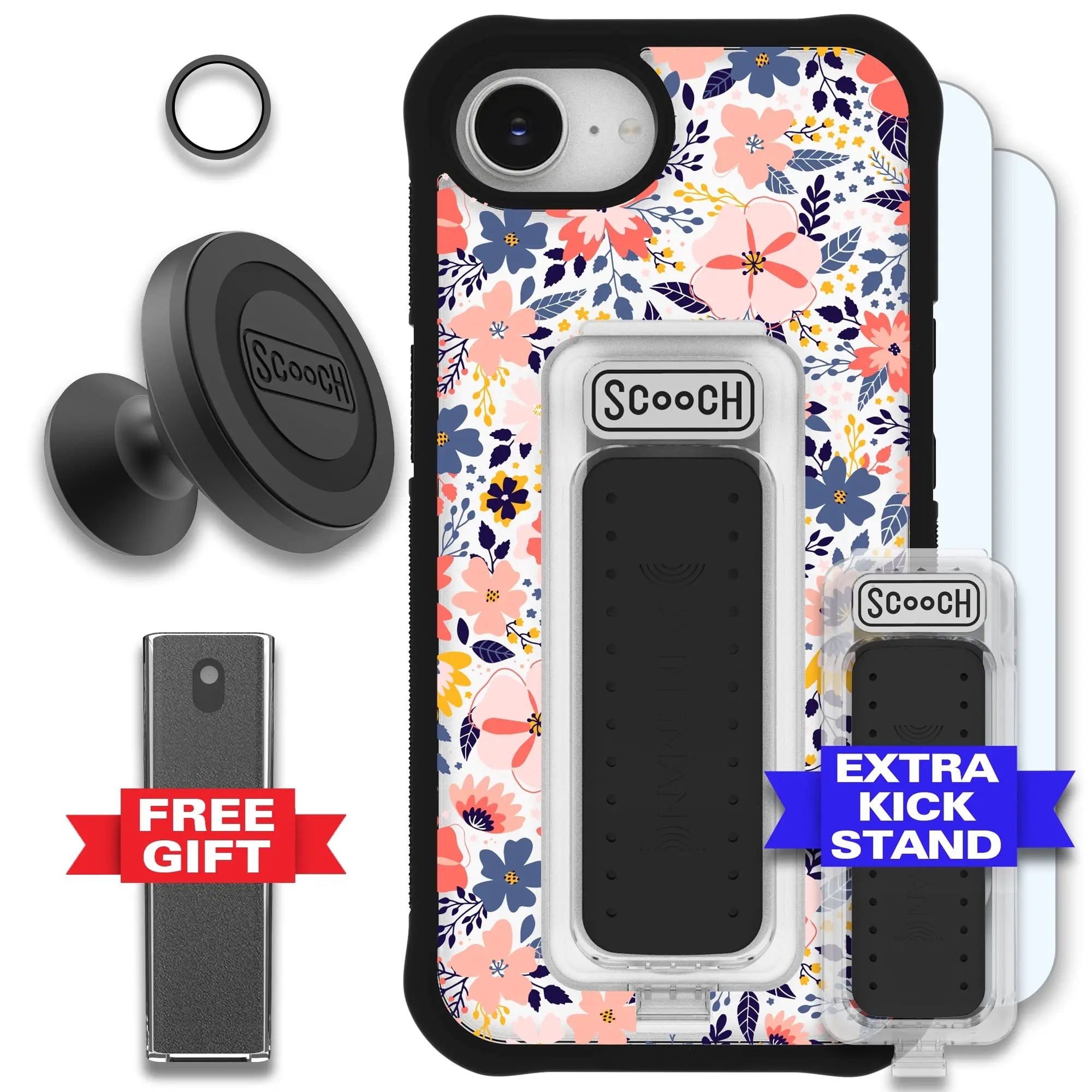 Scooch-Wingman Defender Bundle for iPhone 16e-Wildflowers-Black