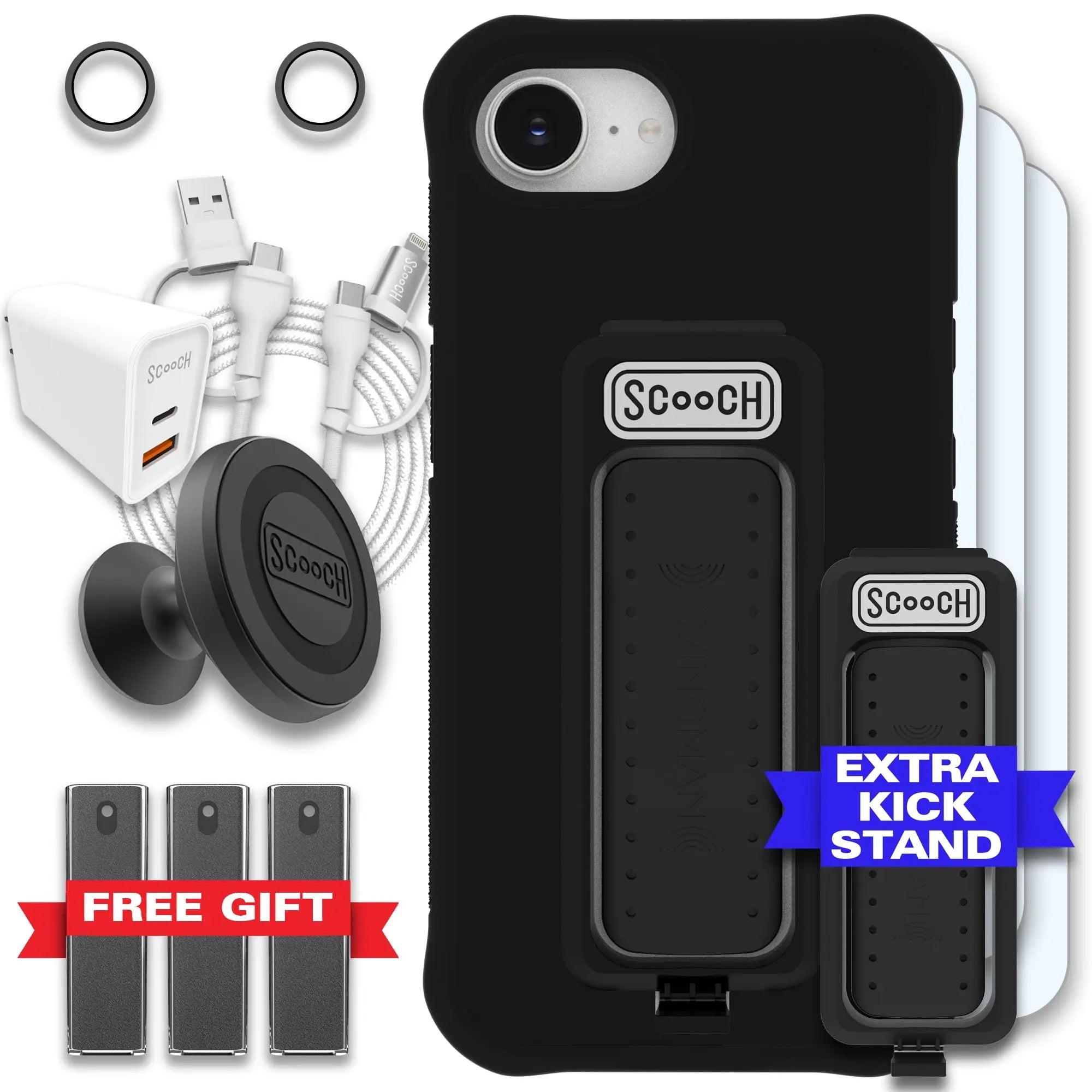 Scooch-Wingman Ultimate Bundle for iPhone 16e-Black-Black