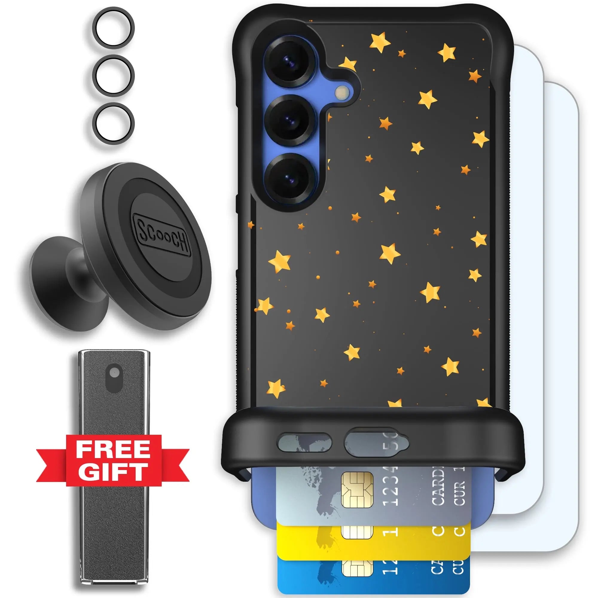 Scooch-Wingmate Defender Bundle for Samsung Galaxy S25-Gold-Stars