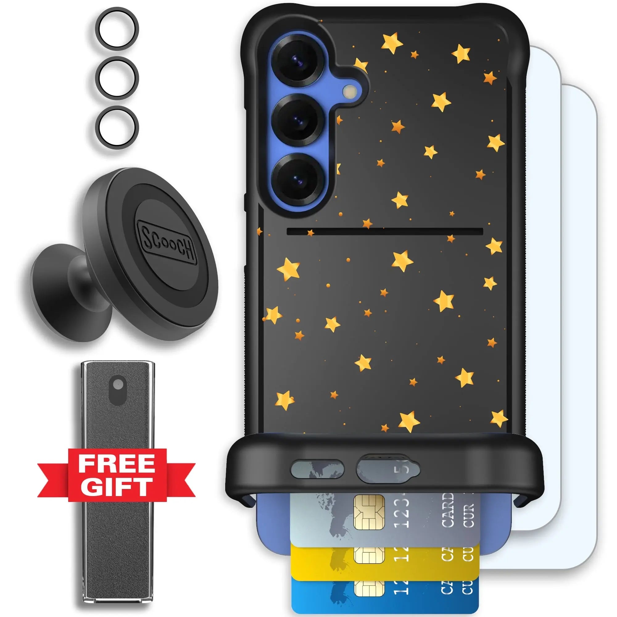 Scooch-Wingmate Defender Bundle for Samsung Galaxy S25+-Gold-Stars