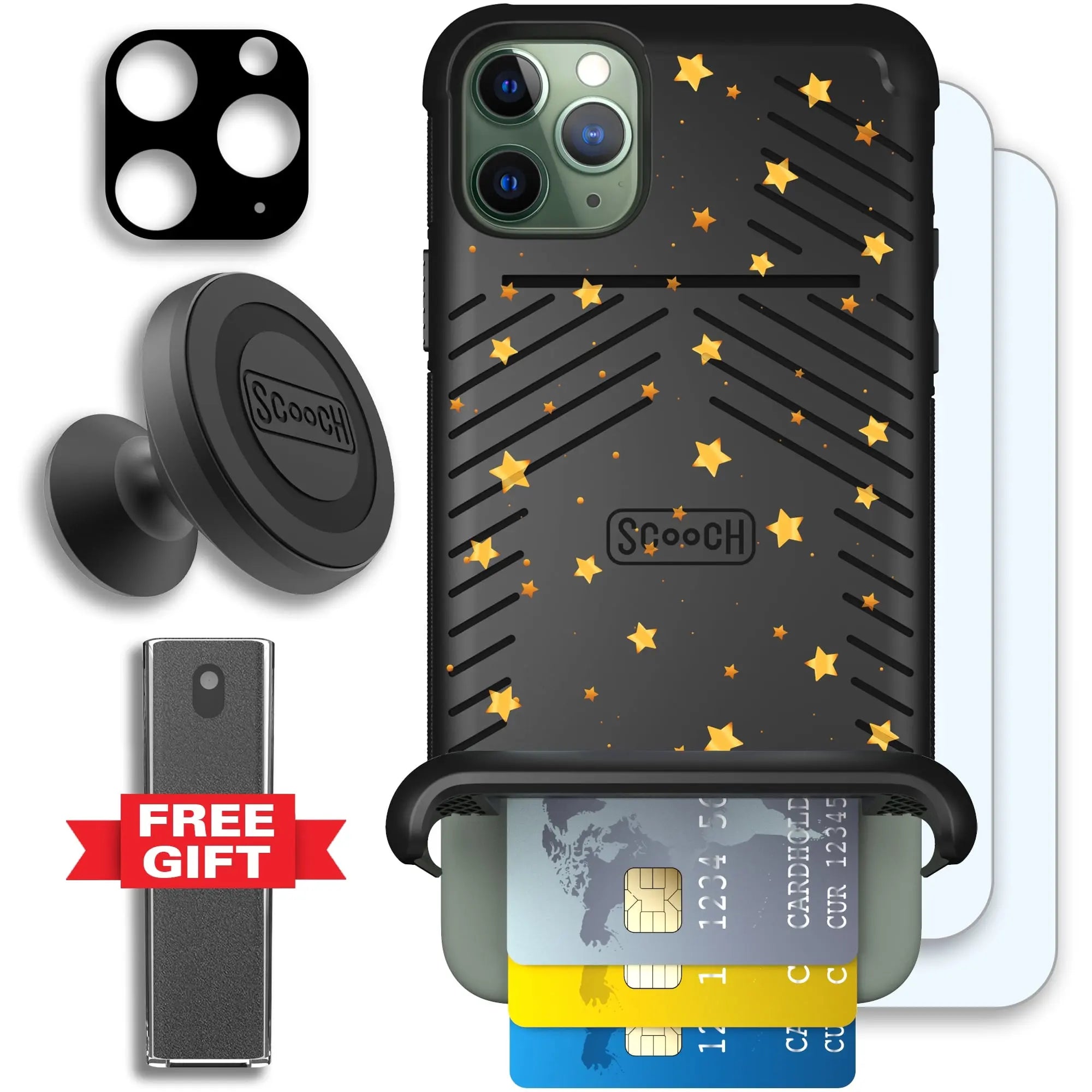 Scooch-Wingmate Defender Bundle for iPhone 11 Pro Max-Gold-Stars