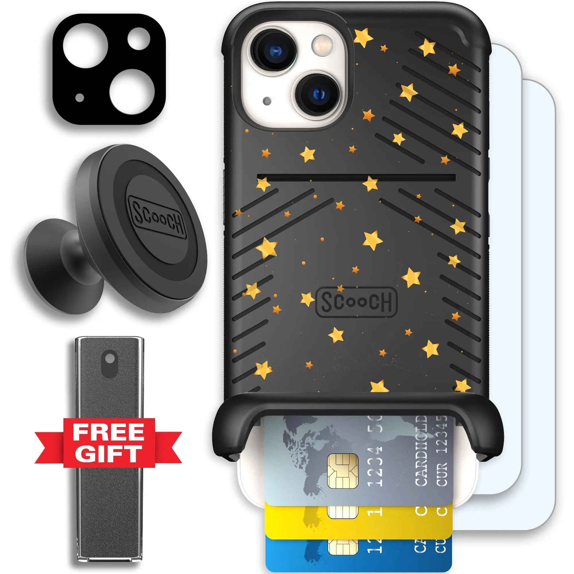 Scooch-Wingmate Defender Bundle for iPhone 13-Gold-Stars