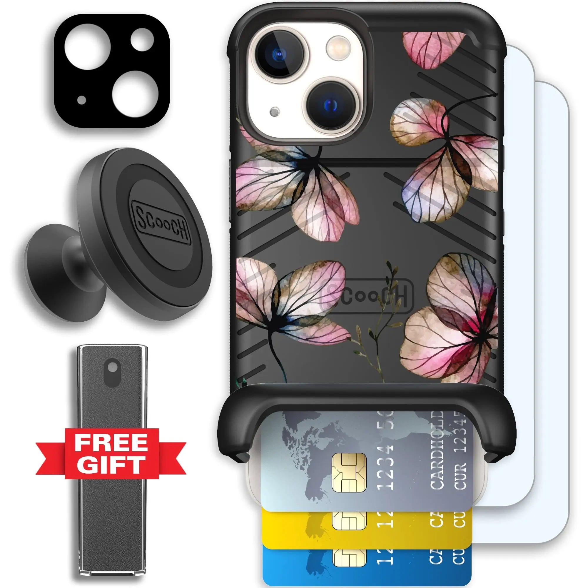 Scooch-Wingmate Defender Bundle for iPhone 13 Mini-Dried-Flowers