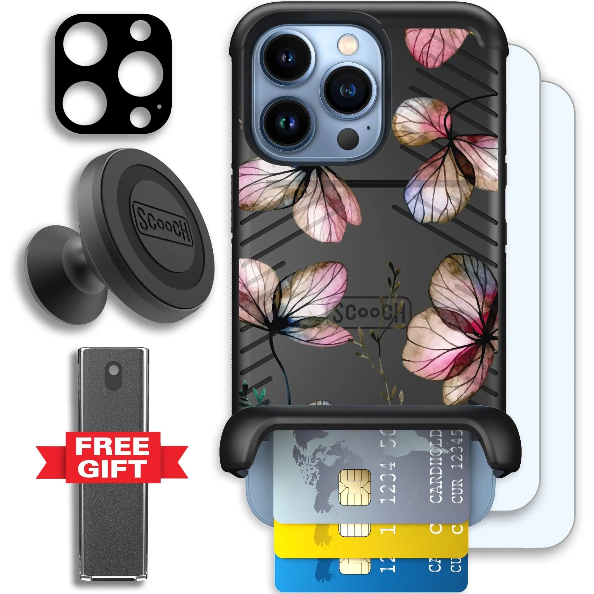 Scooch-Wingmate Defender Bundle for iPhone 13 Pro-Dried-Flowers
