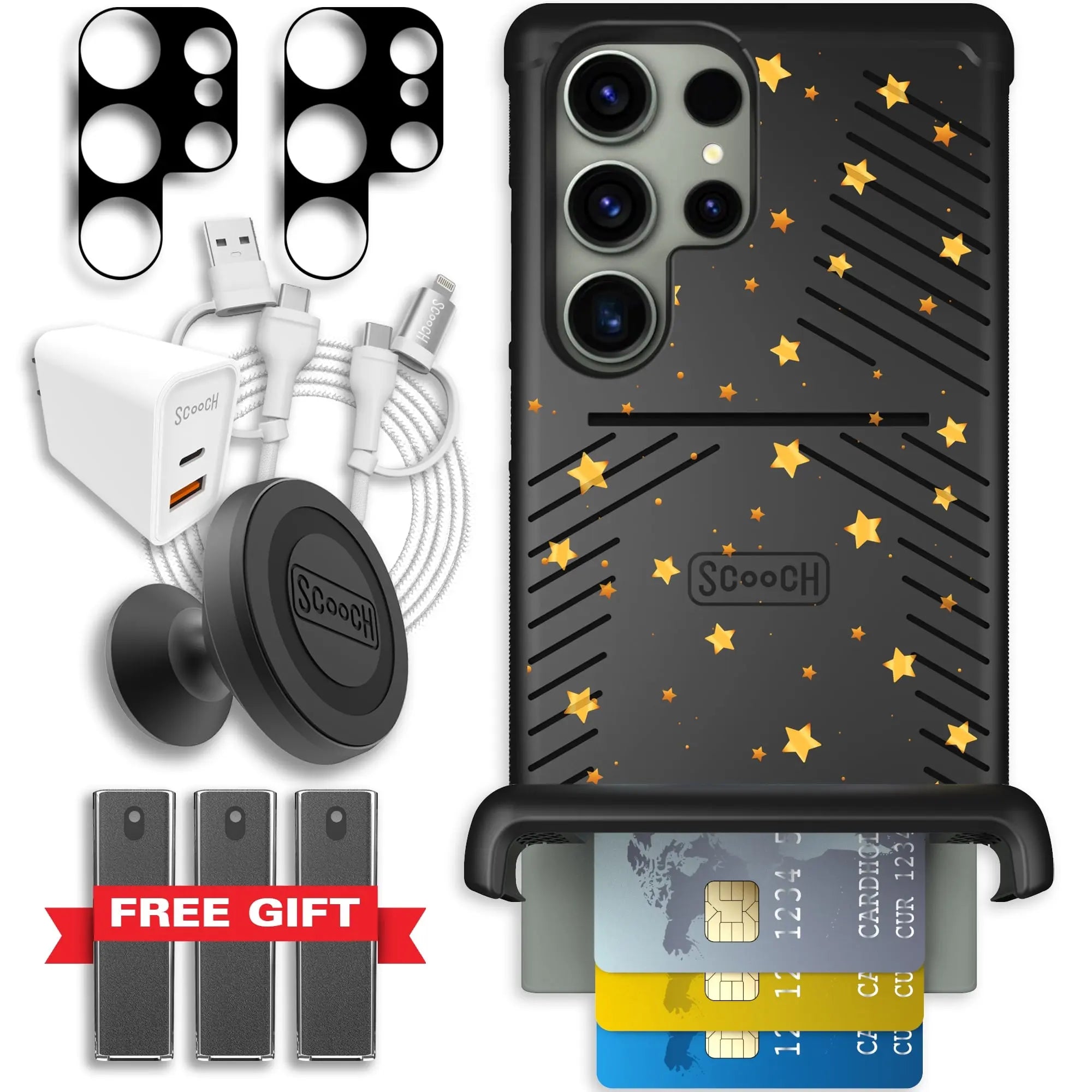 Scooch-Wingmate Ultimate Bundle for Samsung Galaxy S23 Ultra-Gold-Stars