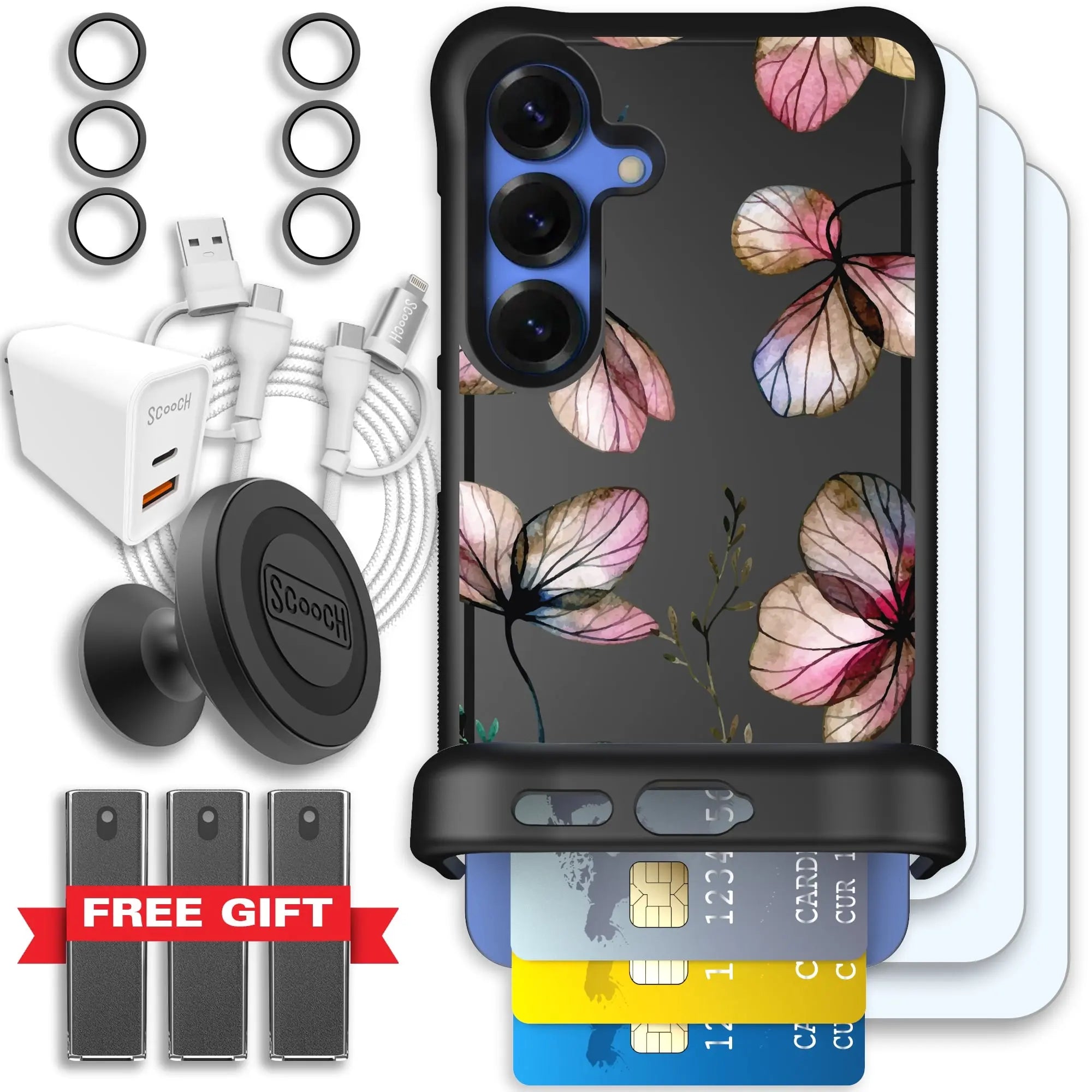 Scooch-Wingmate Ultimate Bundle for Samsung Galaxy S25-Dried-Flowers
