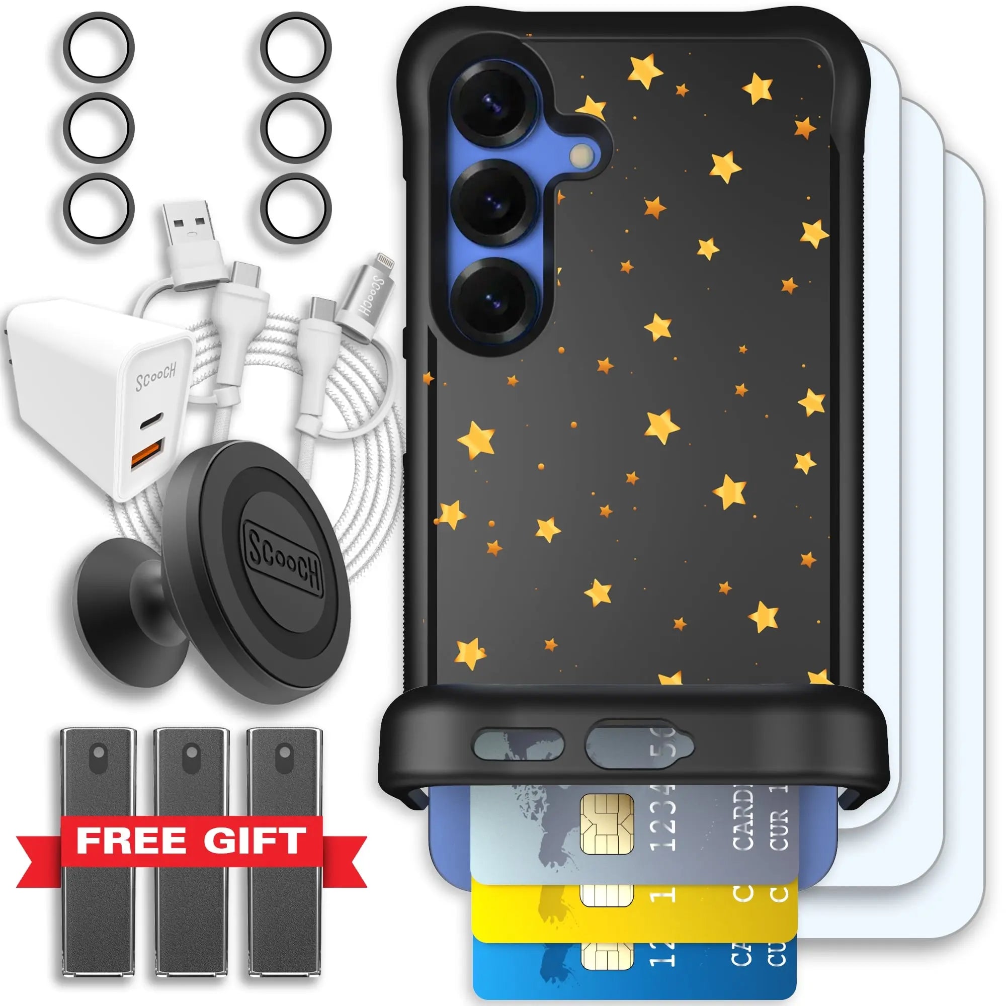 Scooch-Wingmate Ultimate Bundle for Samsung Galaxy S25-Gold-Stars