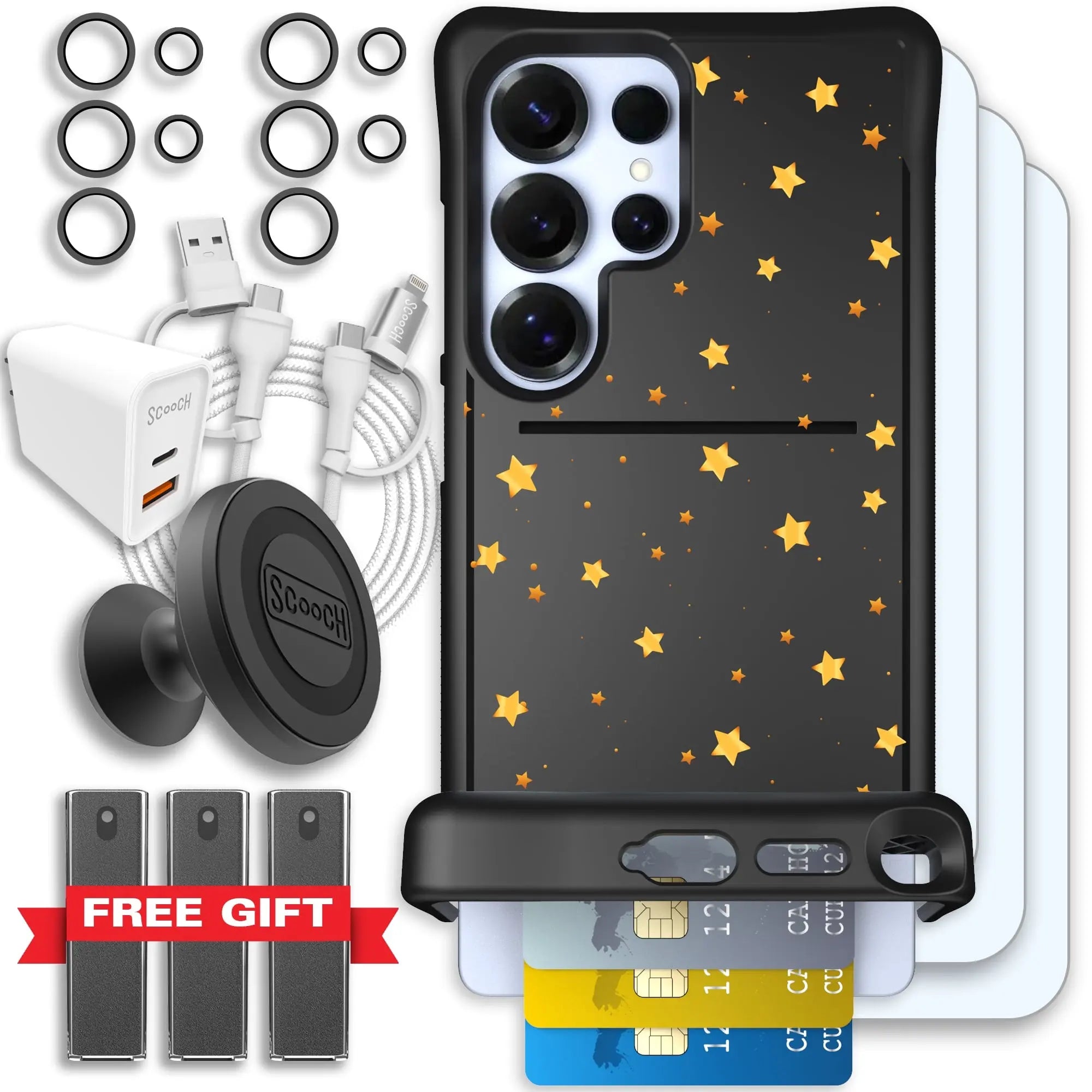 Scooch-Wingmate Ultimate Bundle for Samsung Galaxy S25 Ultra-Gold-Stars