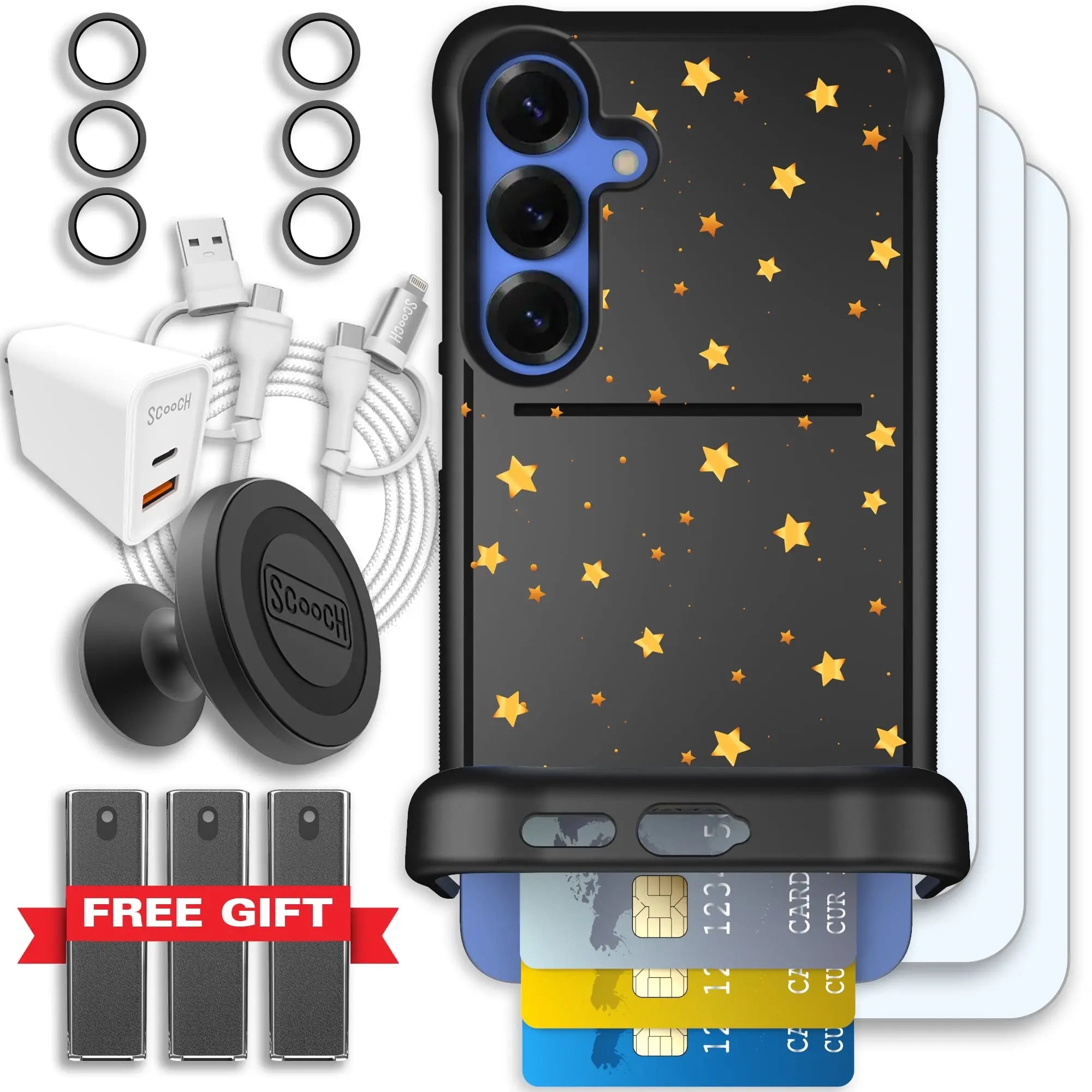 Scooch-Wingmate Ultimate Bundle for Samsung Galaxy S25+-Gold-Stars