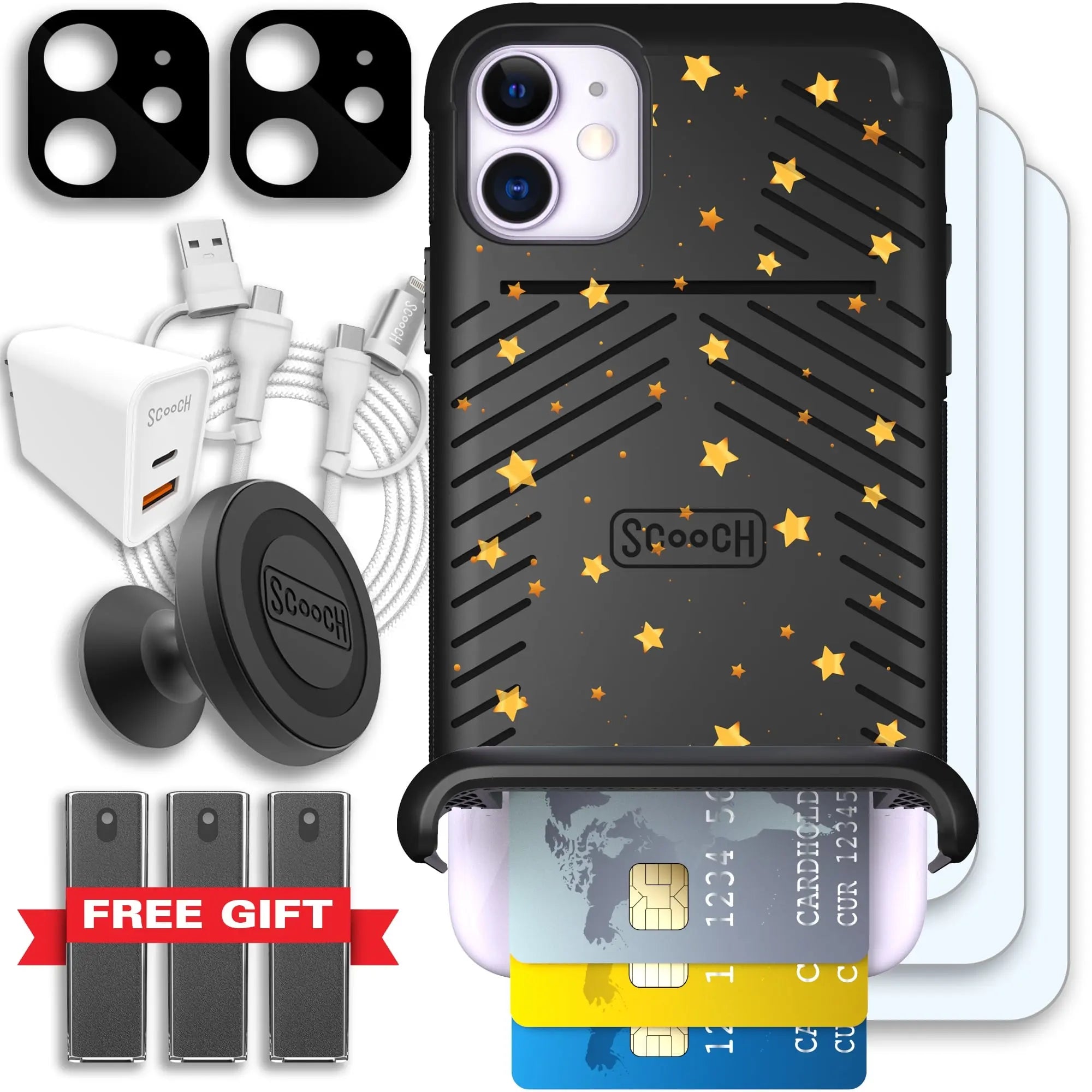 Scooch-Wingmate Ultimate Bundle for iPhone 11-Gold-Stars
