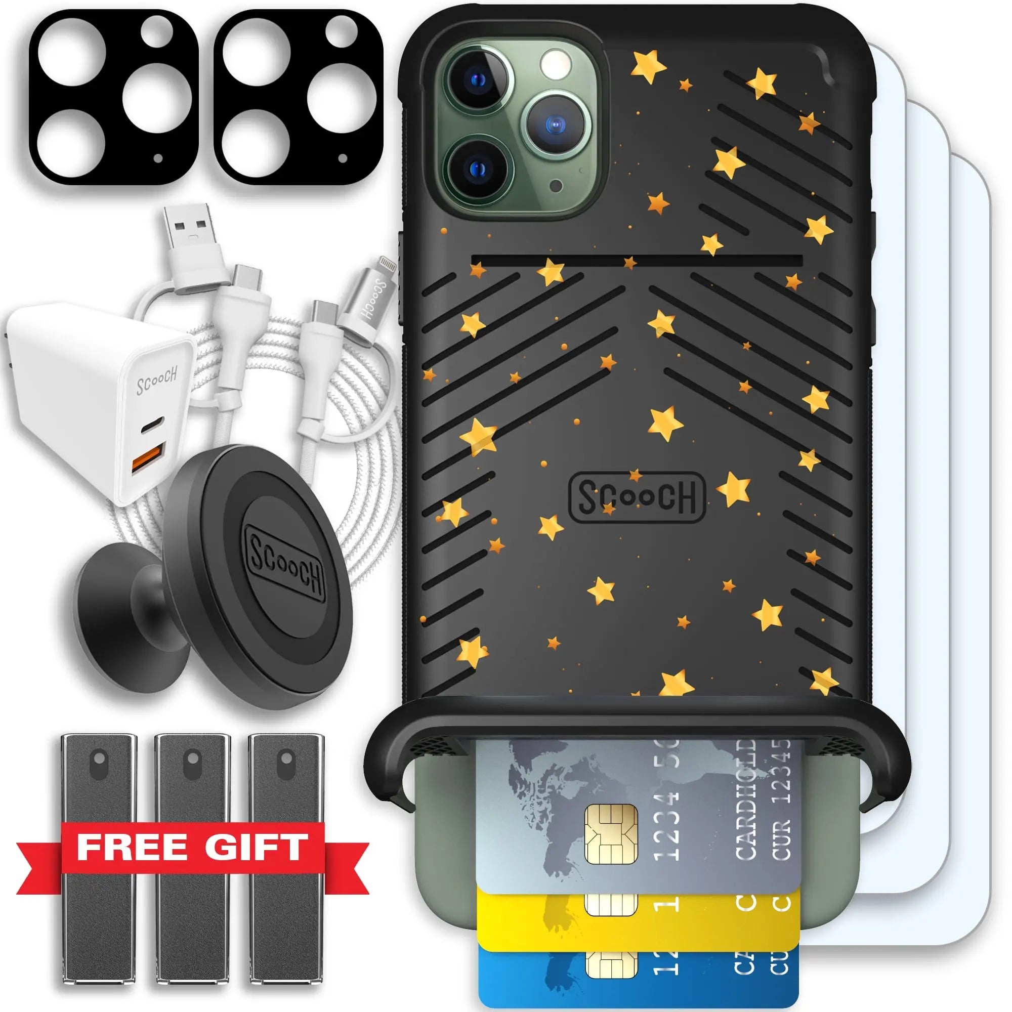 Scooch-Wingmate Ultimate Bundle for iPhone 11 Pro Max-Gold-Stars