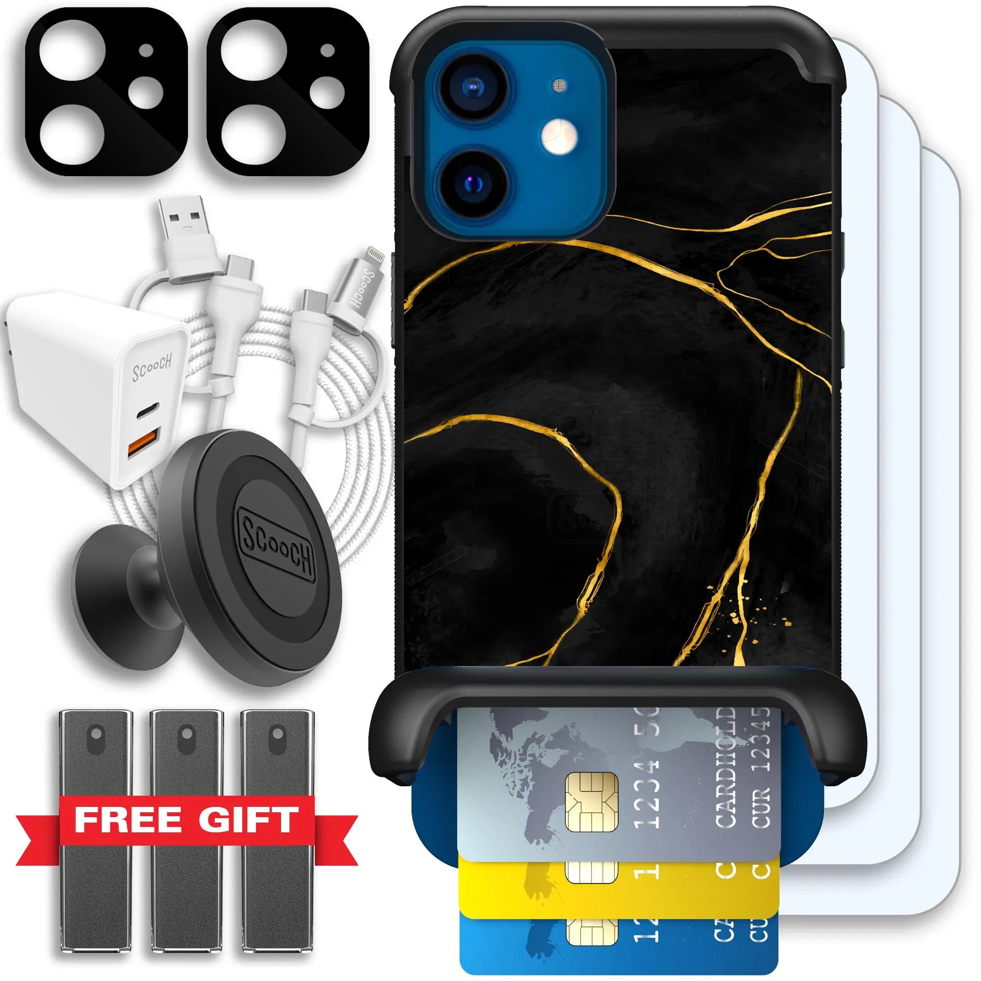 Scooch-Wingmate Ultimate Bundle for iPhone 12-Black-Marble