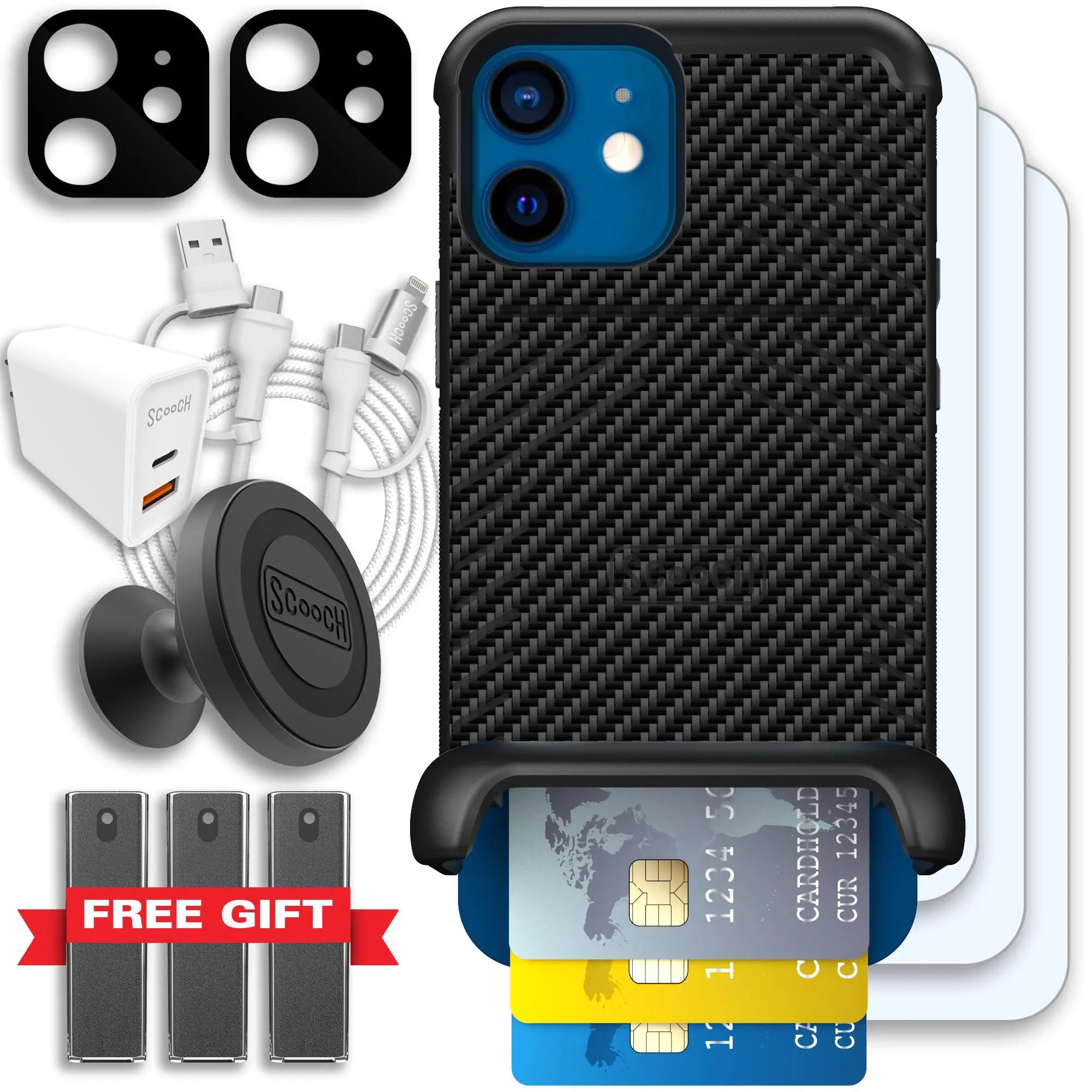 Scooch-Wingmate Ultimate Bundle for iPhone 12-Carbon-Fiber