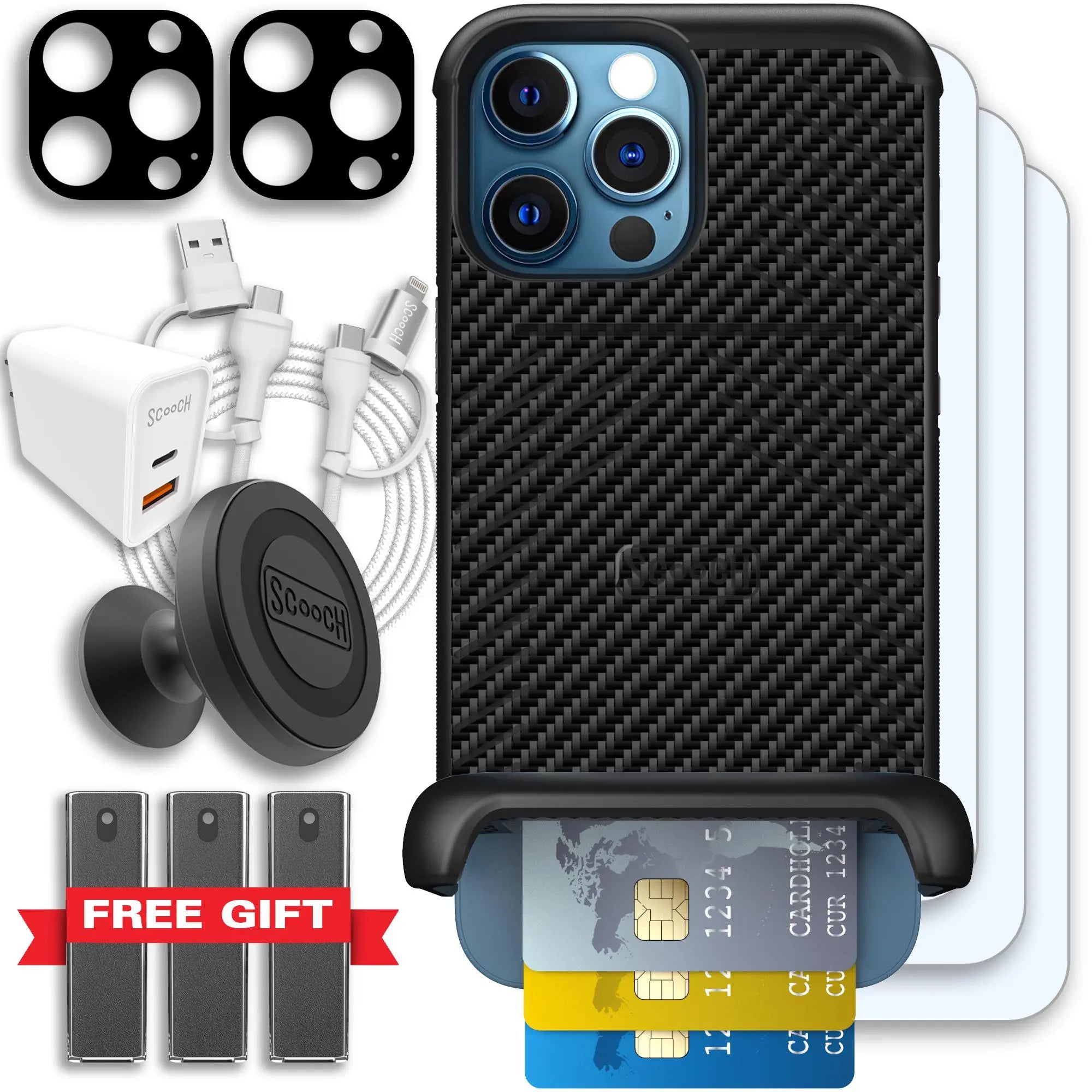 Scooch-Wingmate Ultimate Bundle for iPhone 12 Pro Max-Carbon-Fiber
