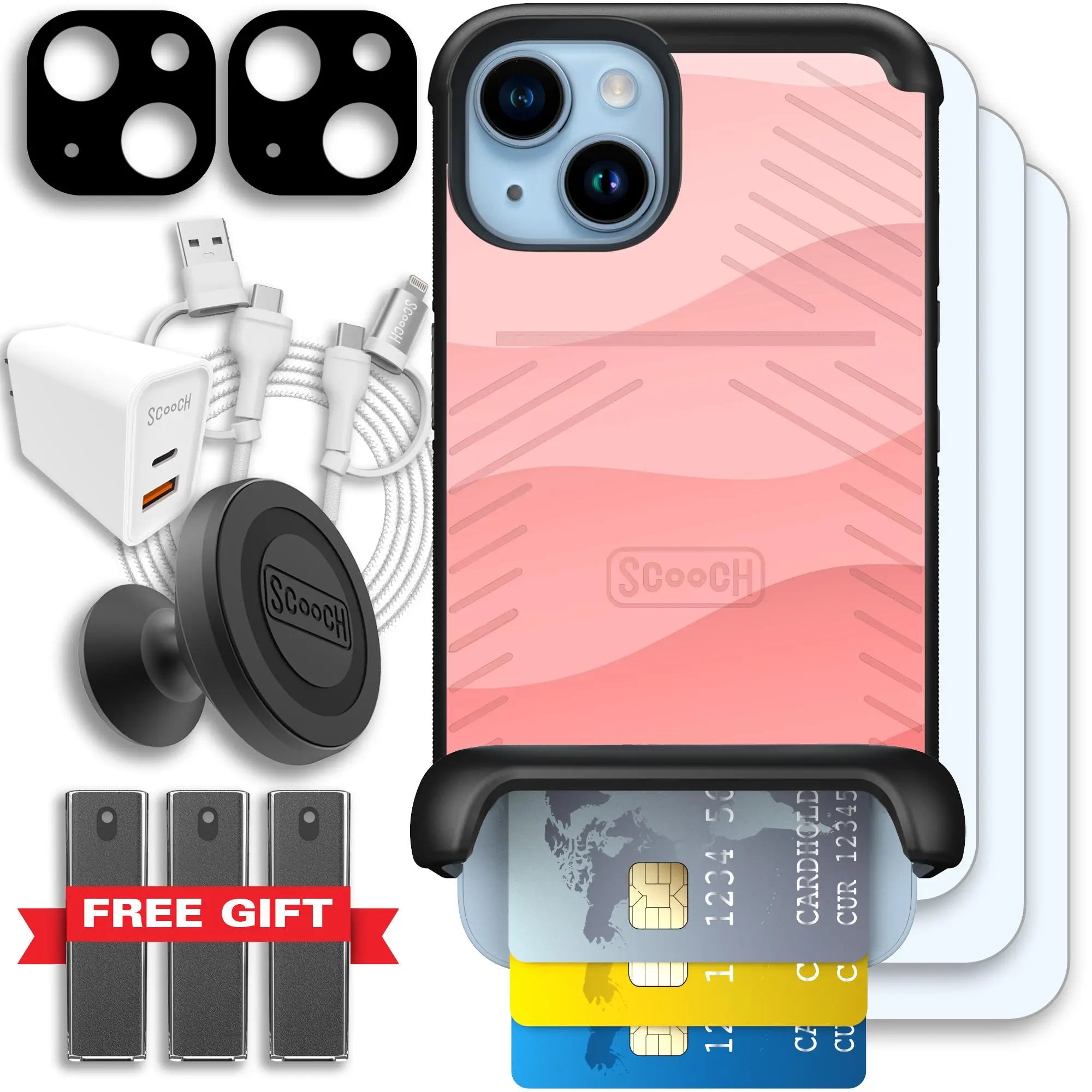 Scooch-Wingmate Ultimate Bundle for iPhone 14-Pink-Waves