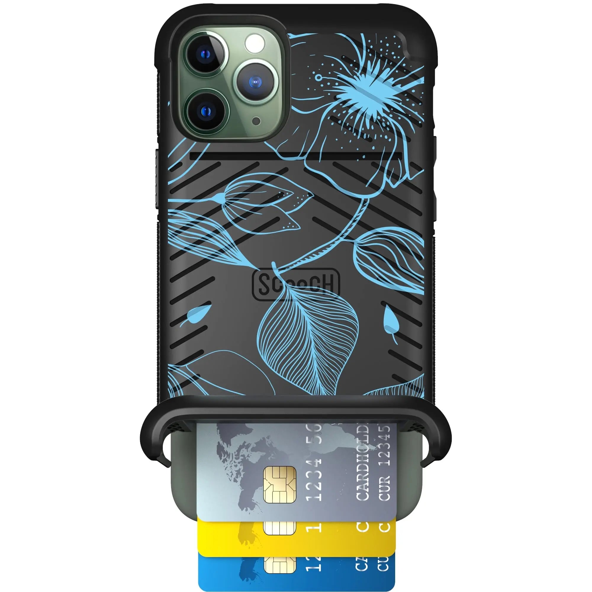 Scooch-Wingmate for iPhone 11 Pro-Blue-Hibiscus
