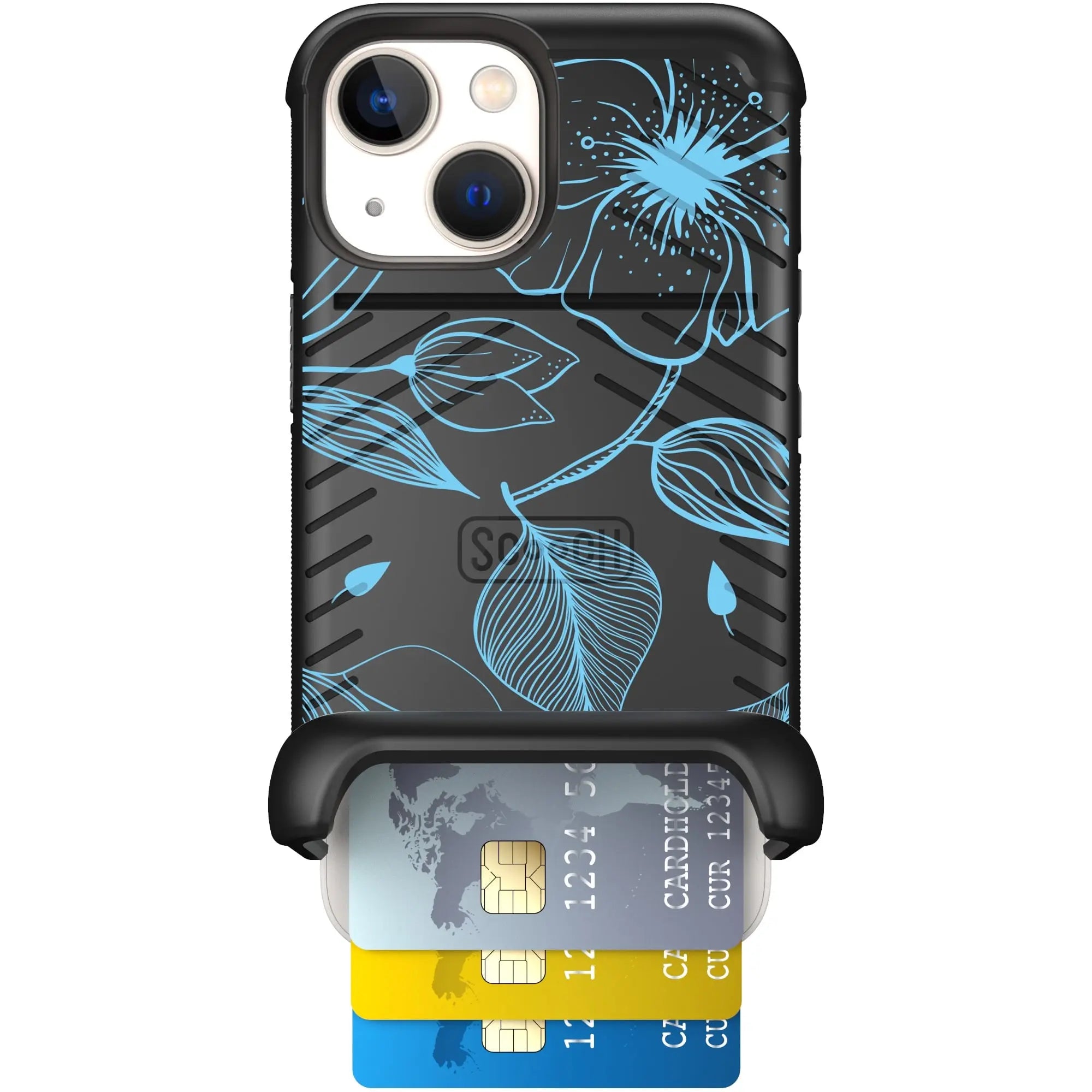 Scooch-Wingmate for iPhone 13 Mini-Blue-Hibiscus