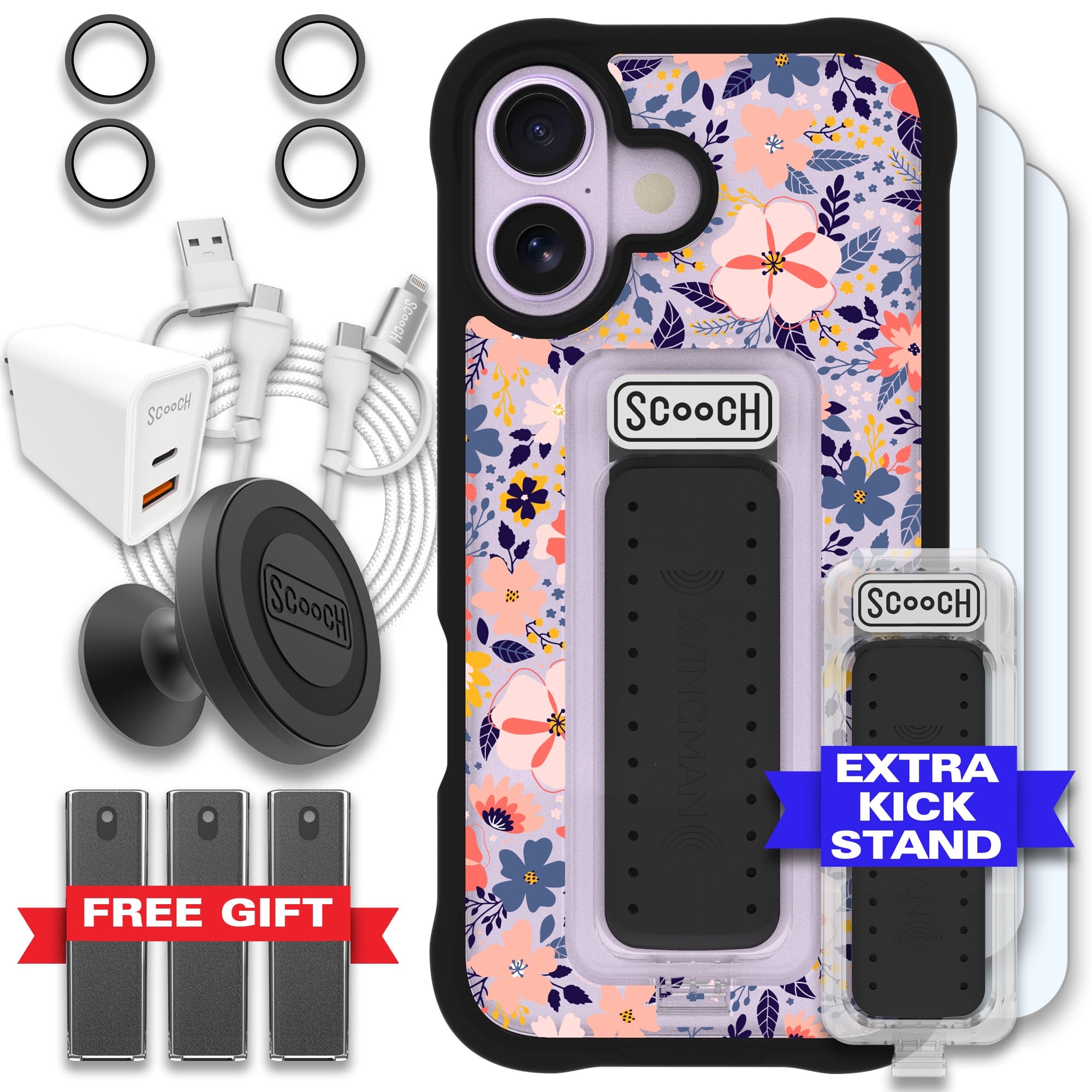 Scooch-Wingman Ultimate Bundle for iPhone 17 (Preorder — Ships mid to late October)-Wildflowers / Black