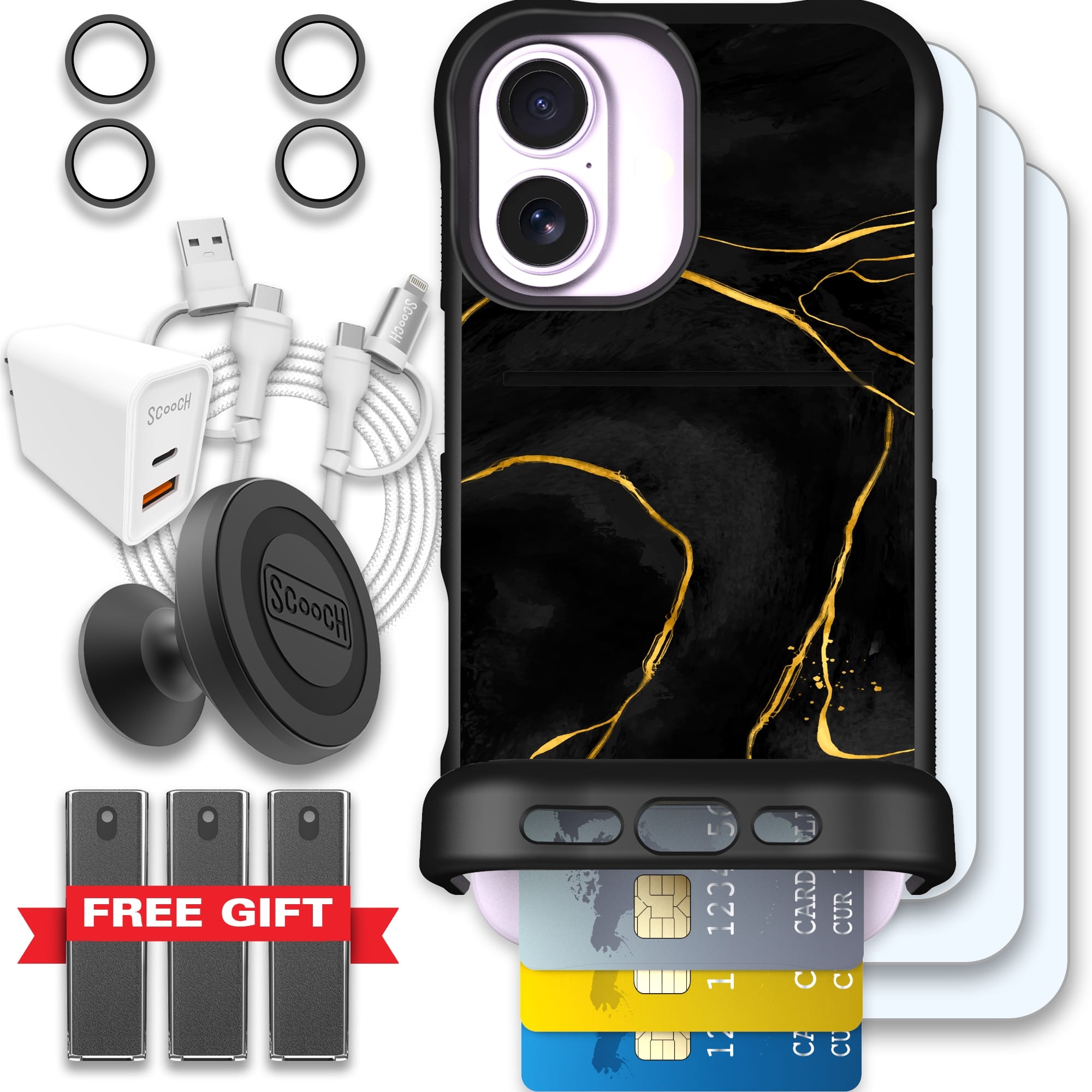 Scooch-Wingmate Ultimate Bundle for iPhone 17-Black Marble