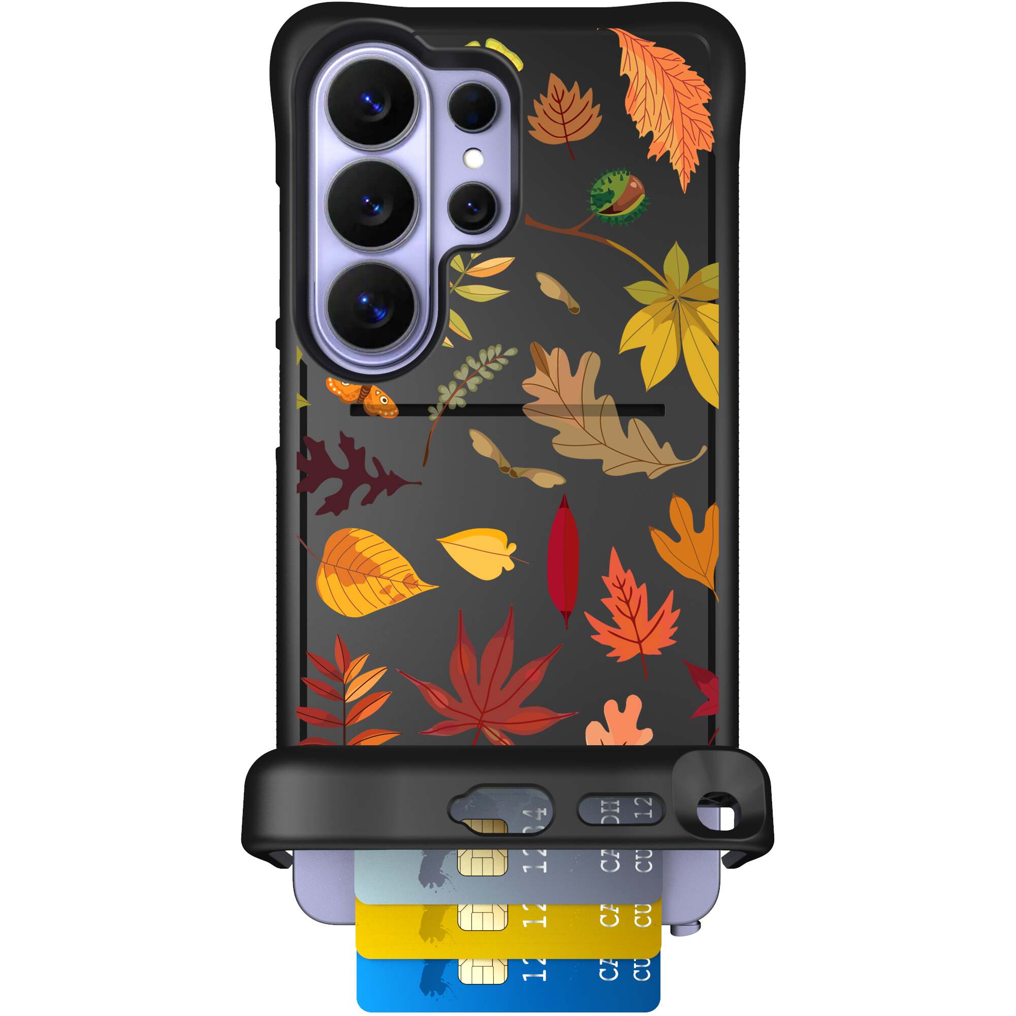 Autumn Leaves multicolored fall foliage pattern on a charcoal Scooch Wingmate case for Galaxy S26 Ultra