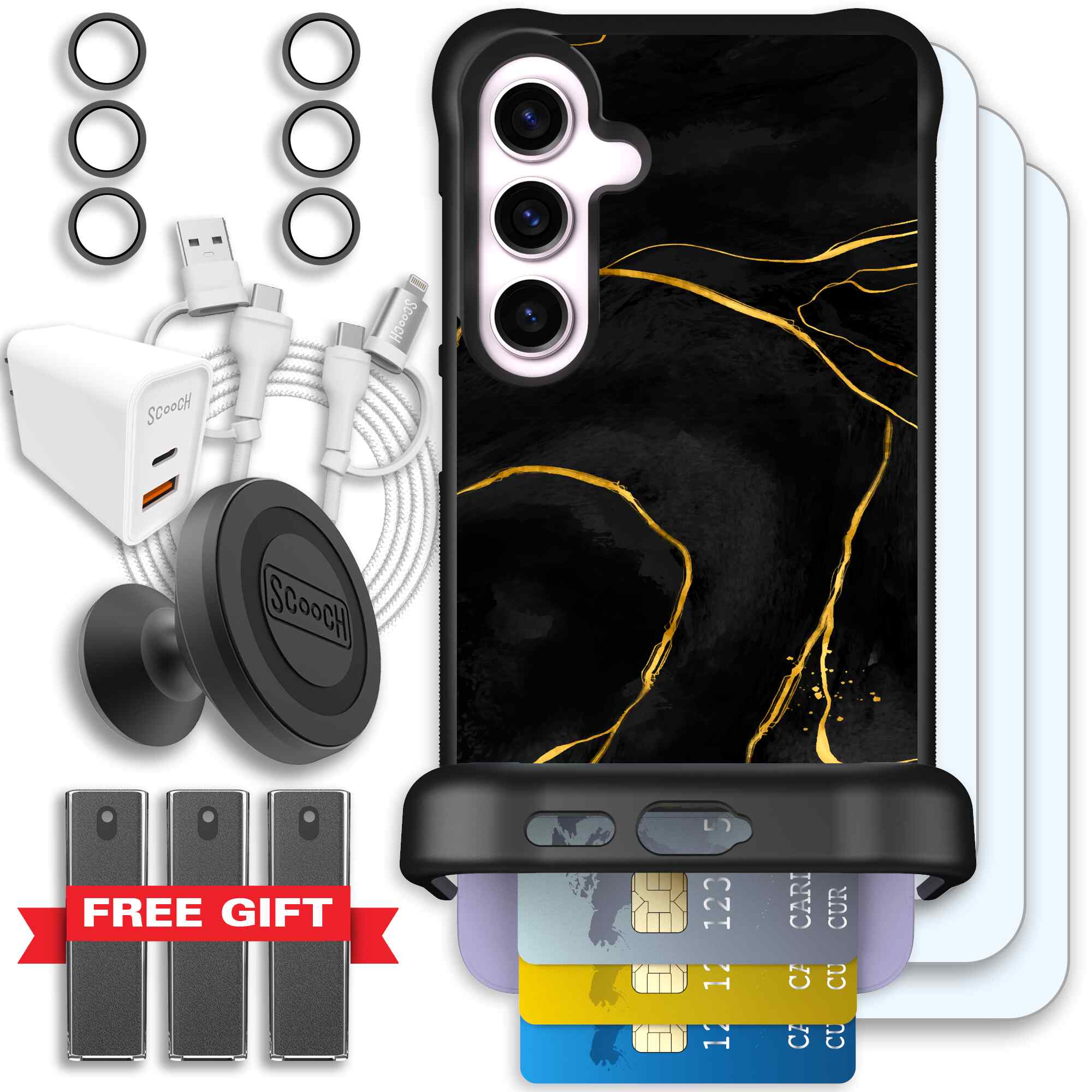 Wingmate Black Marble for Galaxy S24+ - Ultimate Bundle