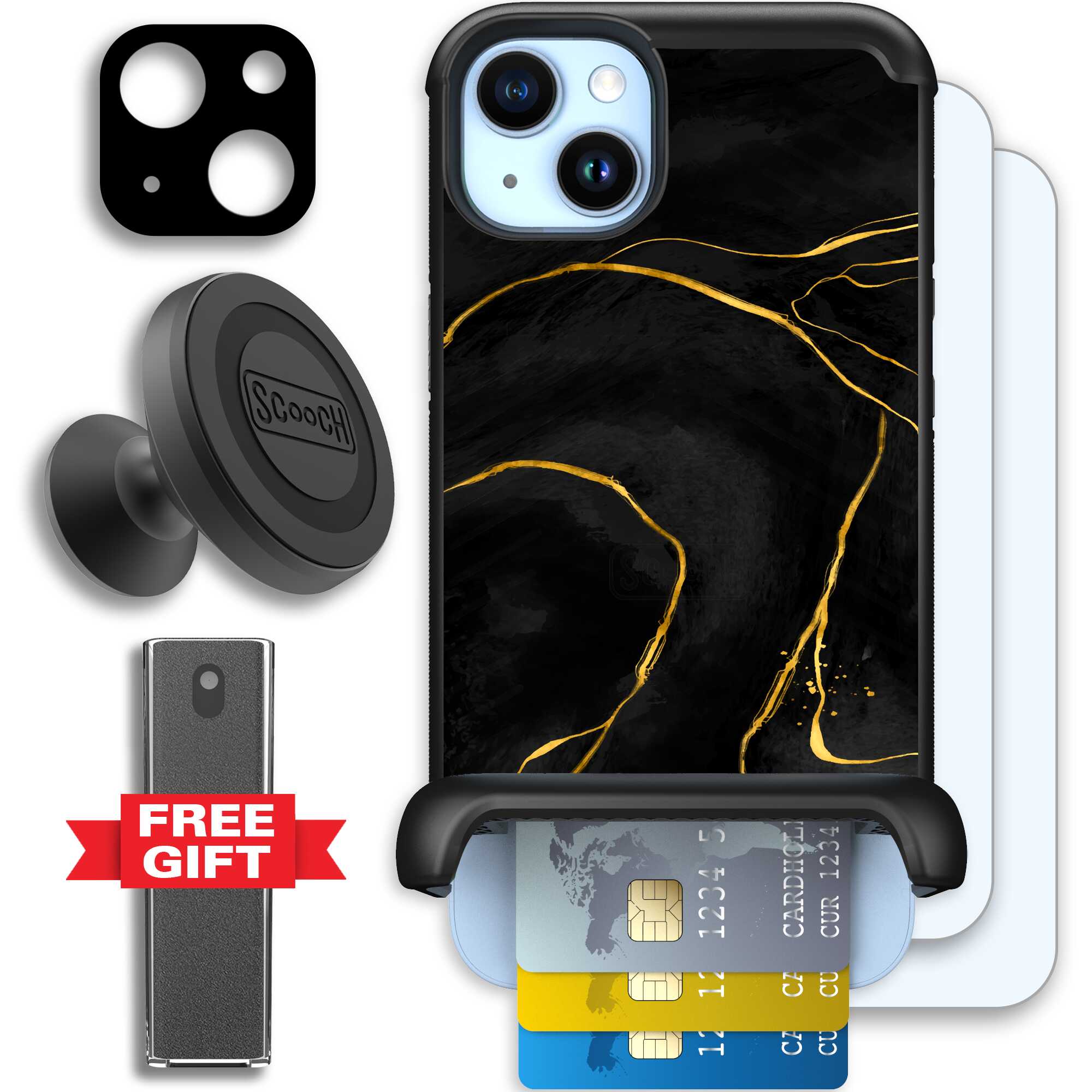 Wingmate Black Marble for iPhone 14 Plus - Defender Bundle