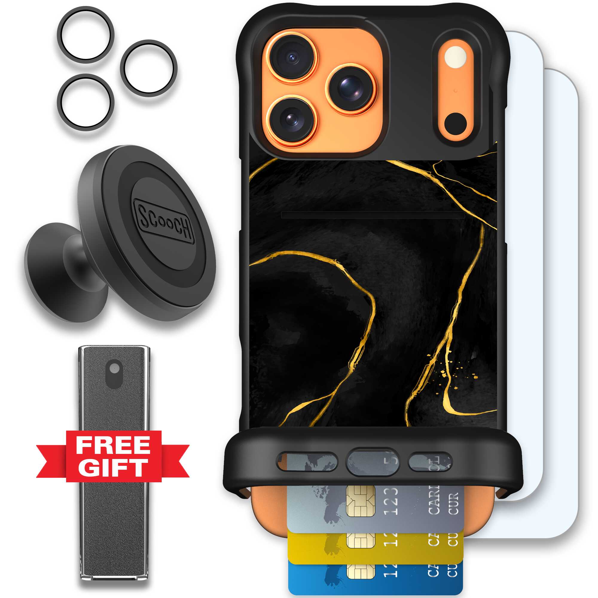 Wingmate Black Marble for iPhone 17 Pro Max - Defender Bundle
