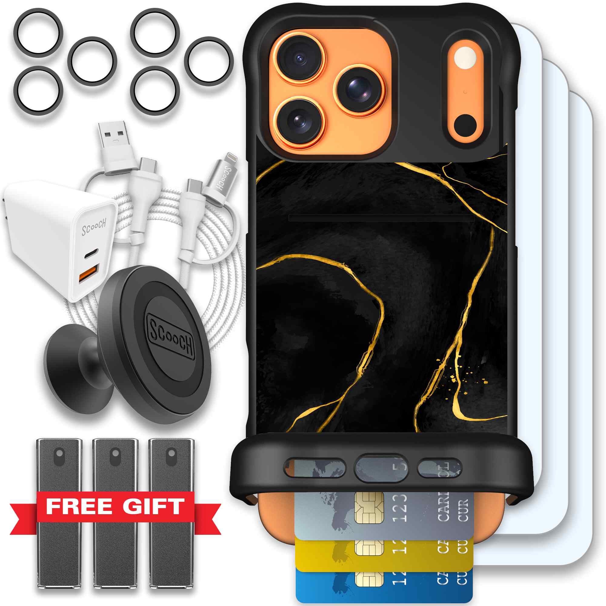 Wingmate Black Marble for iPhone 17 Pro Max - Ultimate Bundle
