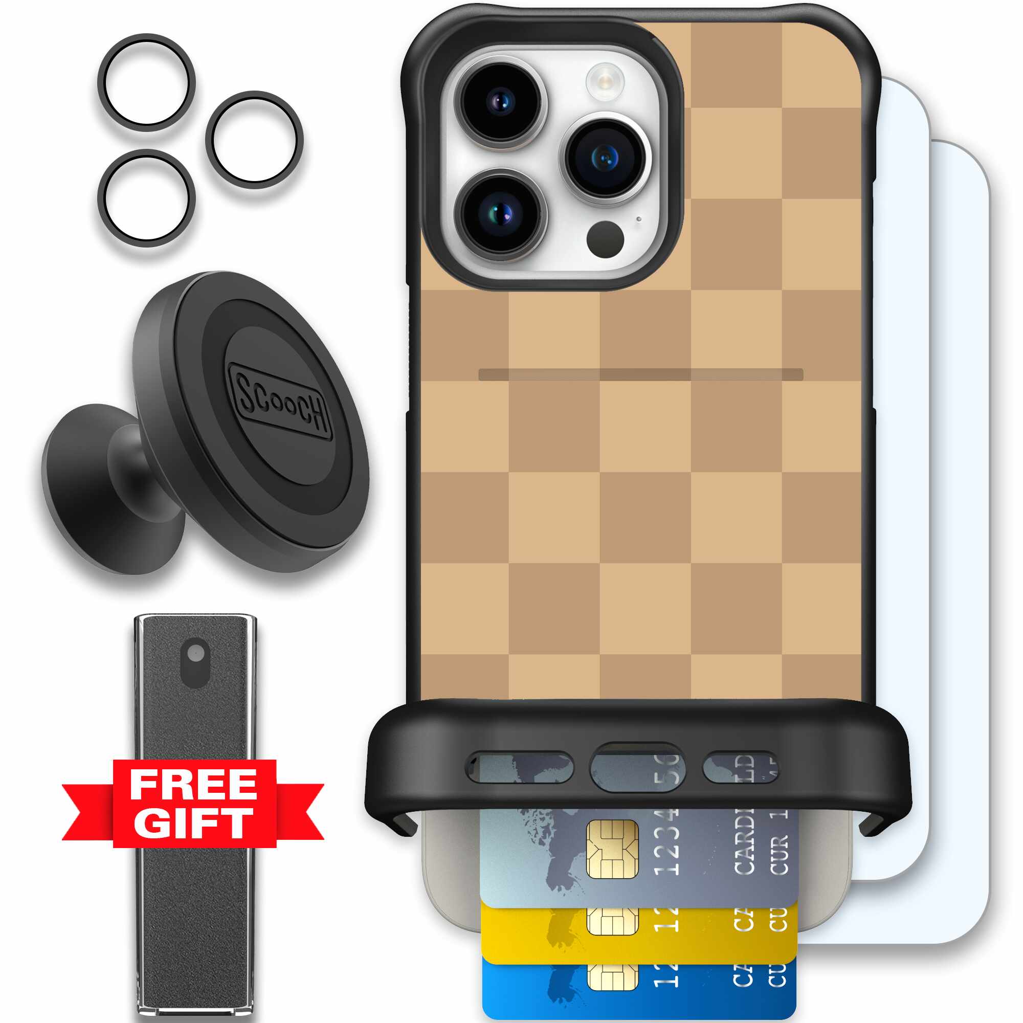Checkered Beige | website | iPhone 15 Pro Max | Defender Bundle