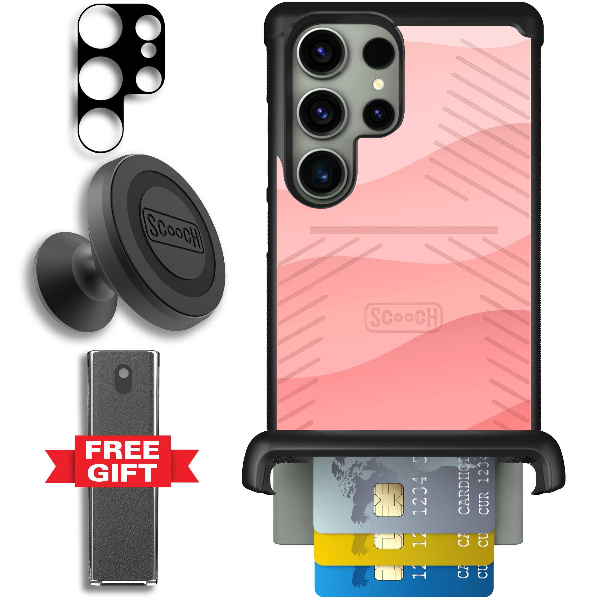 Wingmate Pink Waves for Galaxy S23 Ultra - Defender Bundle