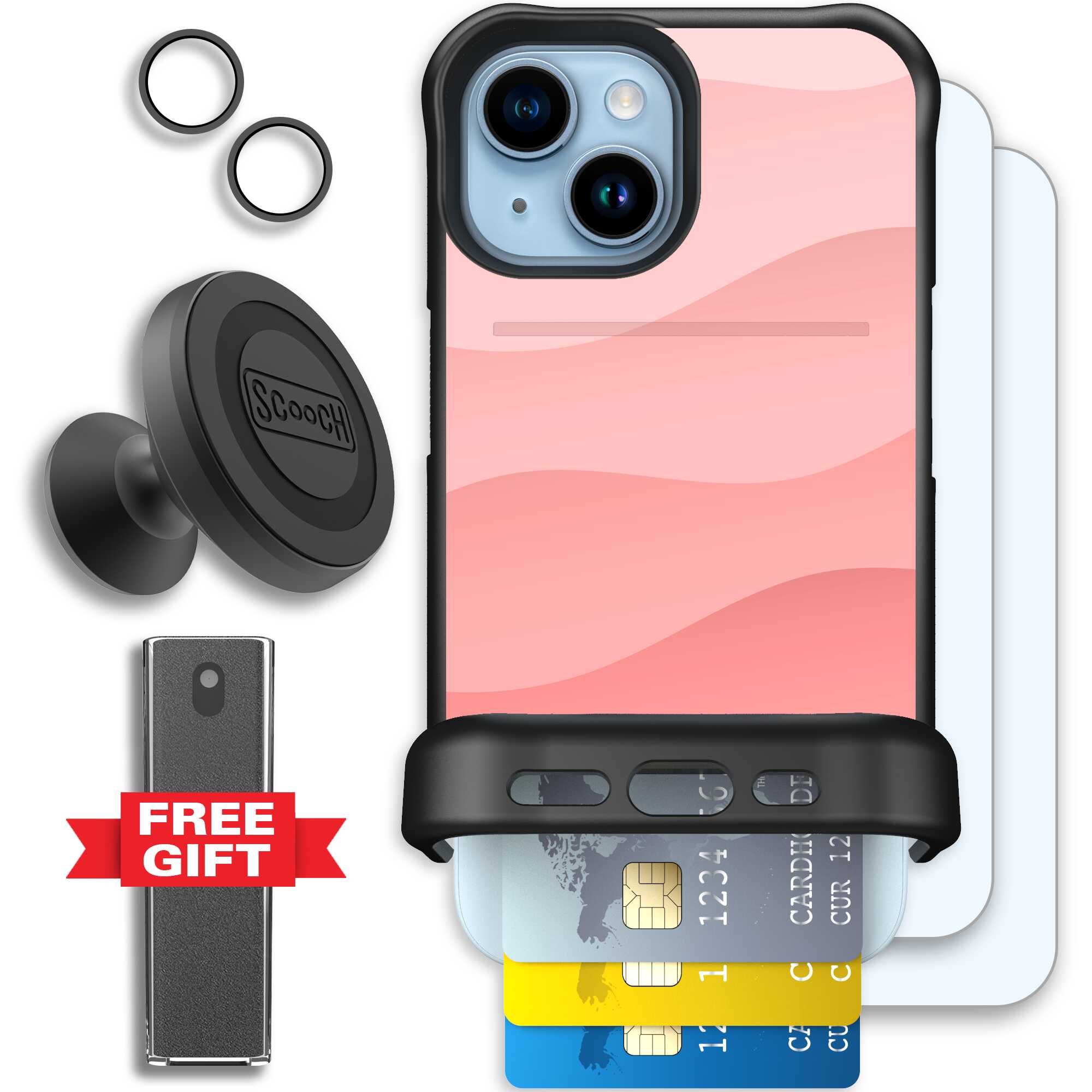 Wingmate Pink Waves for iPhone 15 - Defender Bundle