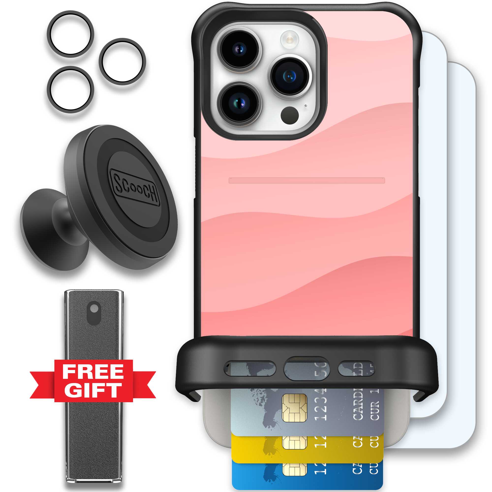 Wingmate Pink Waves for iPhone 15 Pro Max - Defender Bundle