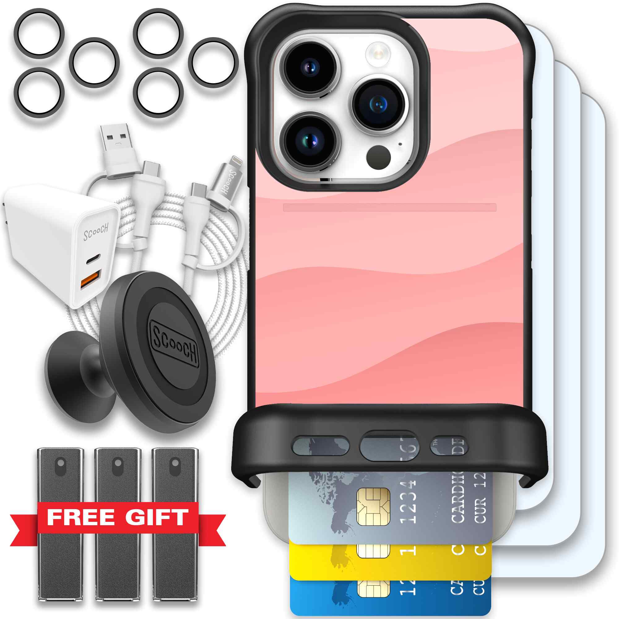 Wingmate Pink Waves for iPhone 15 Pro - Ultimate Bundle