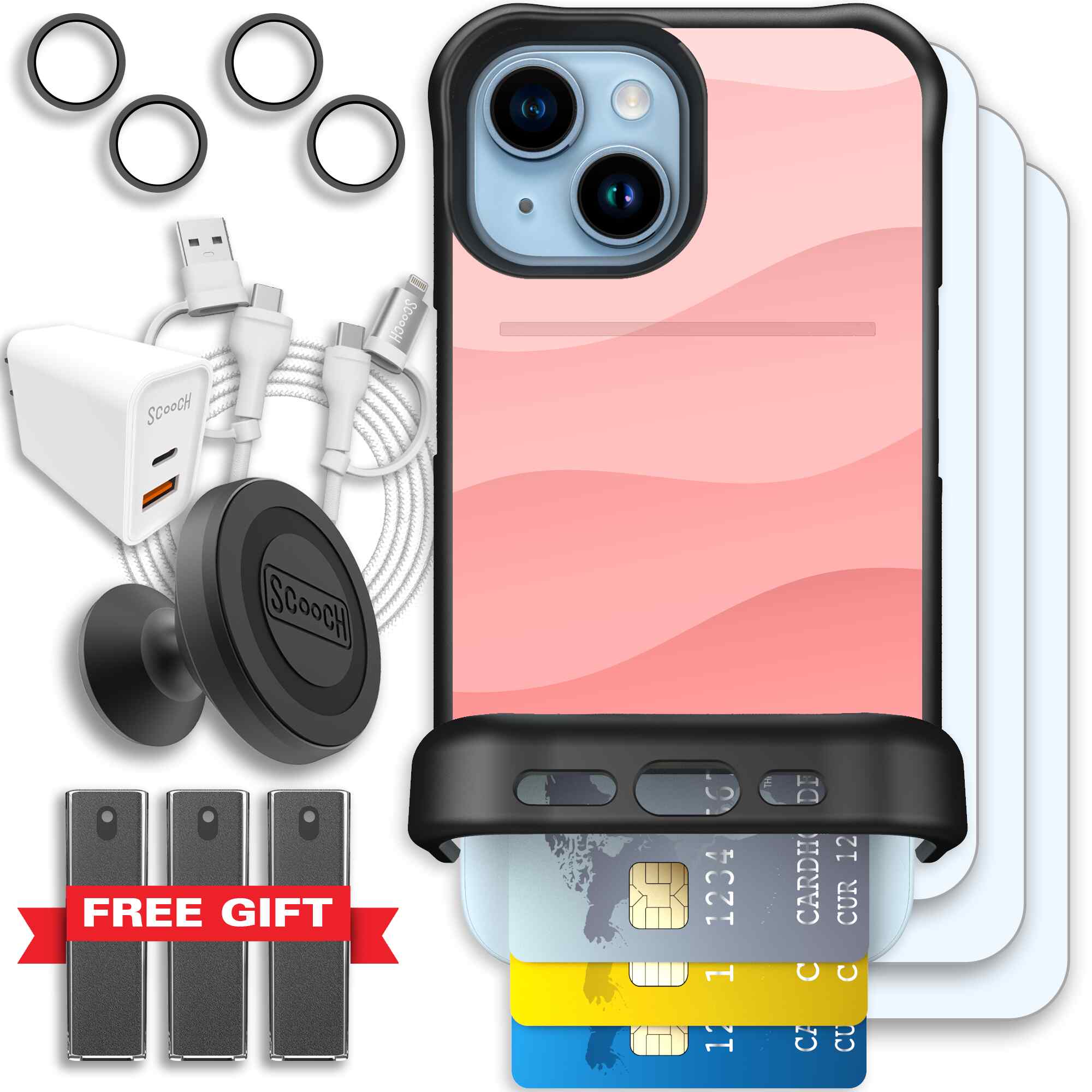 Wingmate Pink Waves for iPhone 15 - Ultimate Bundle