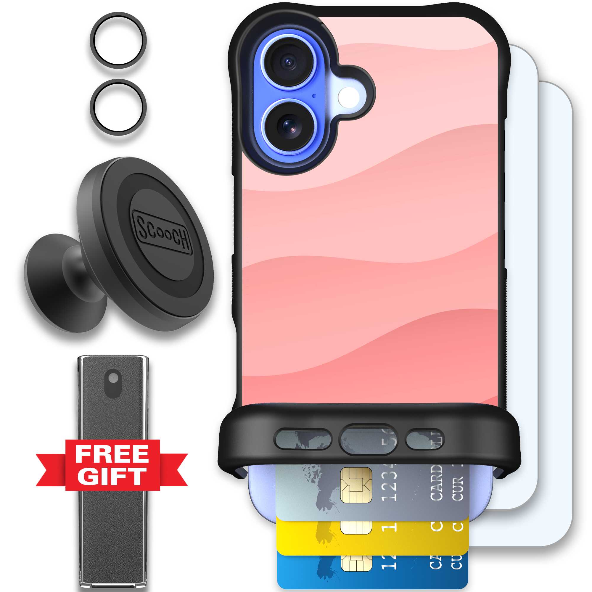 Wingmate Pink Waves for iPhone 16 - Defender Bundle