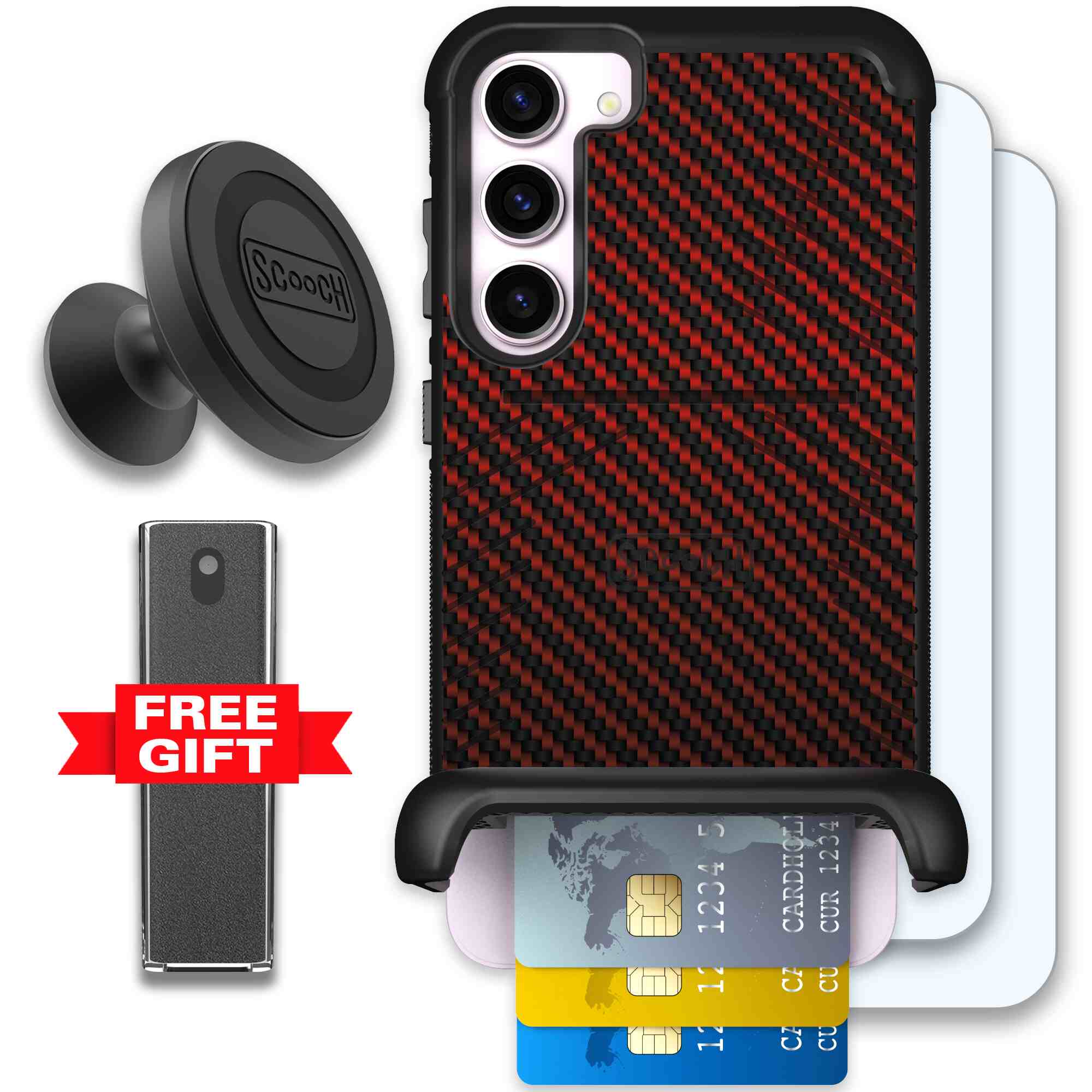 Red Carbon Fiber | website | Galaxy S23+ | Defender Bundle