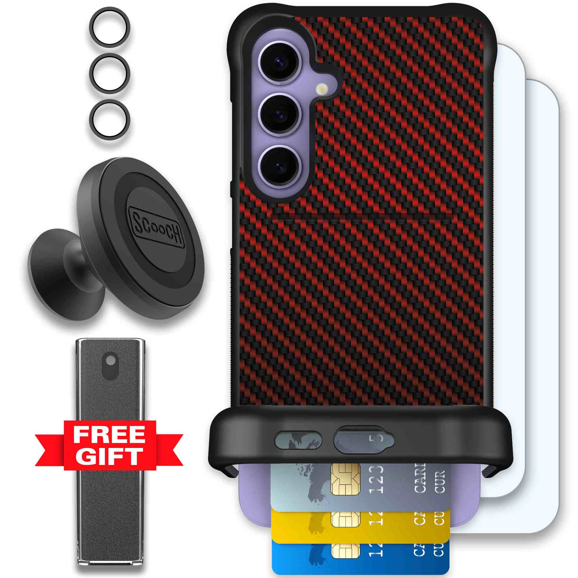Red Carbon Fiber | website | Galaxy S24+ | Defender Bundle